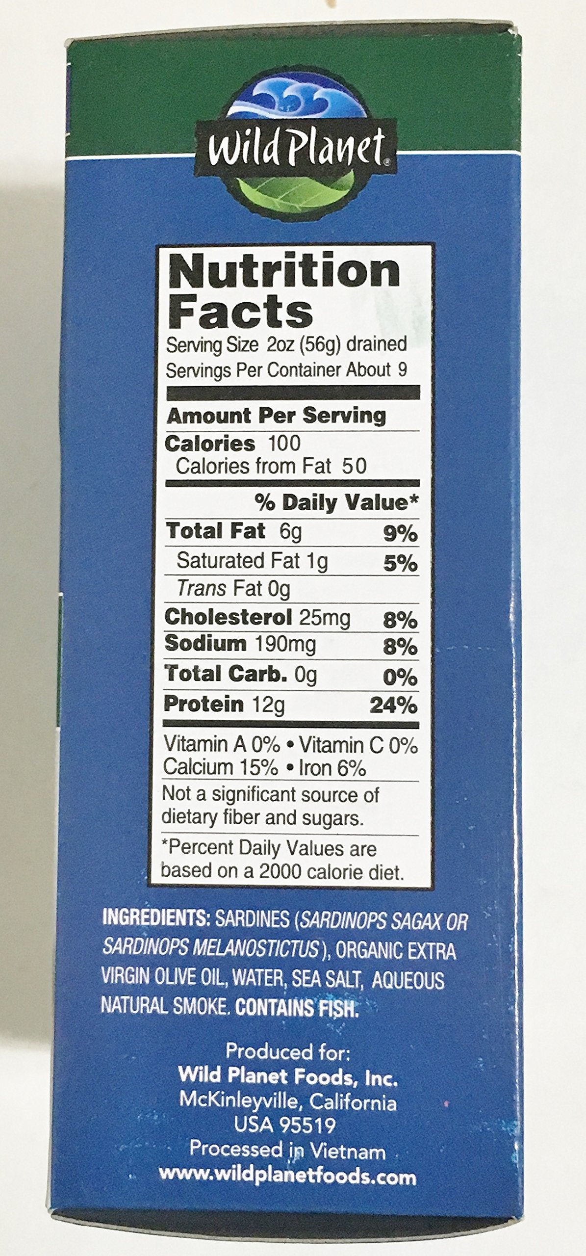 Wild Planet Wild Pacific Sardines in Extra Virgin Olive Oil – 4.4 oz Can (6-Pack)