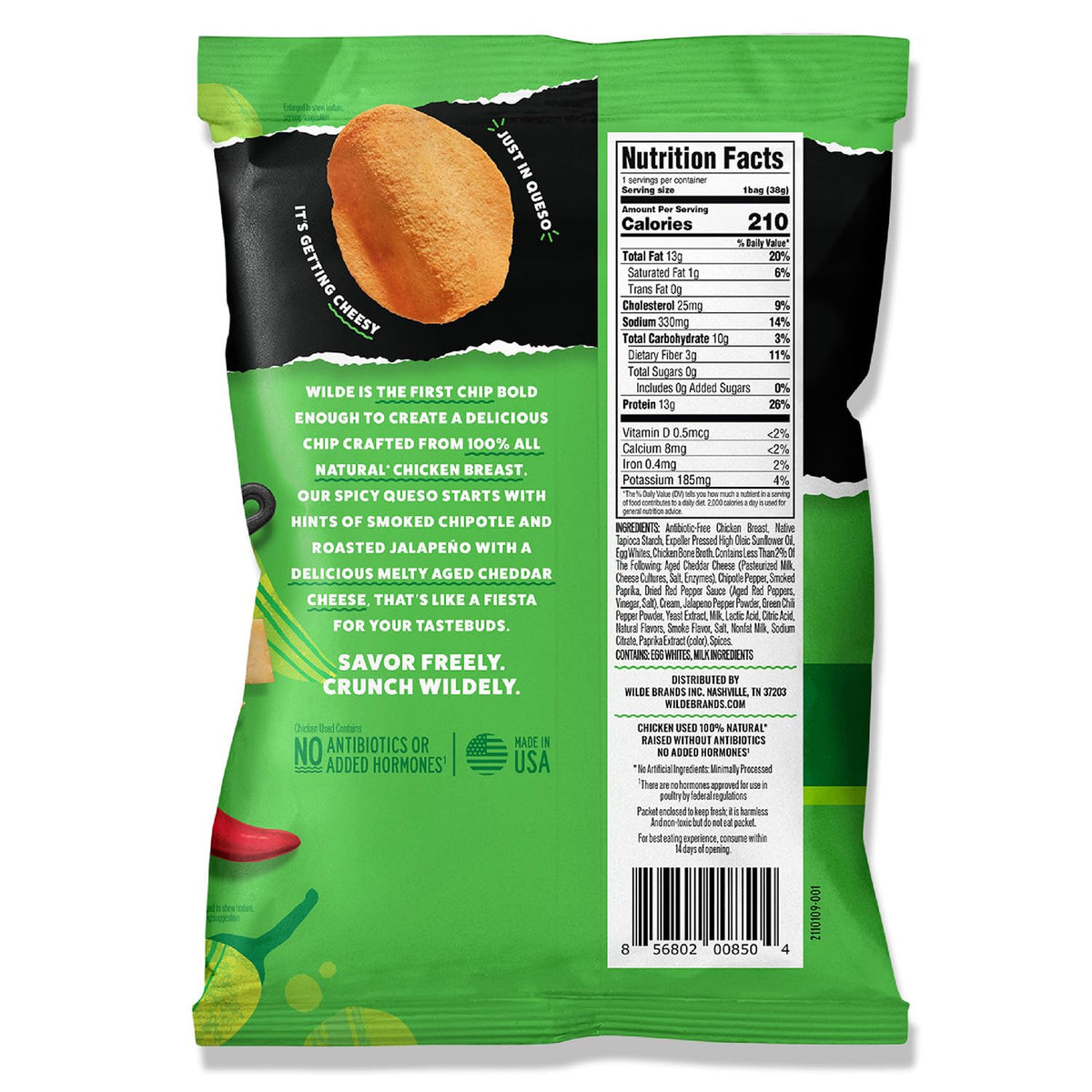 WILDE Protein Chips Spicy Queso — High Protein, Low Carb, Keto Friendly