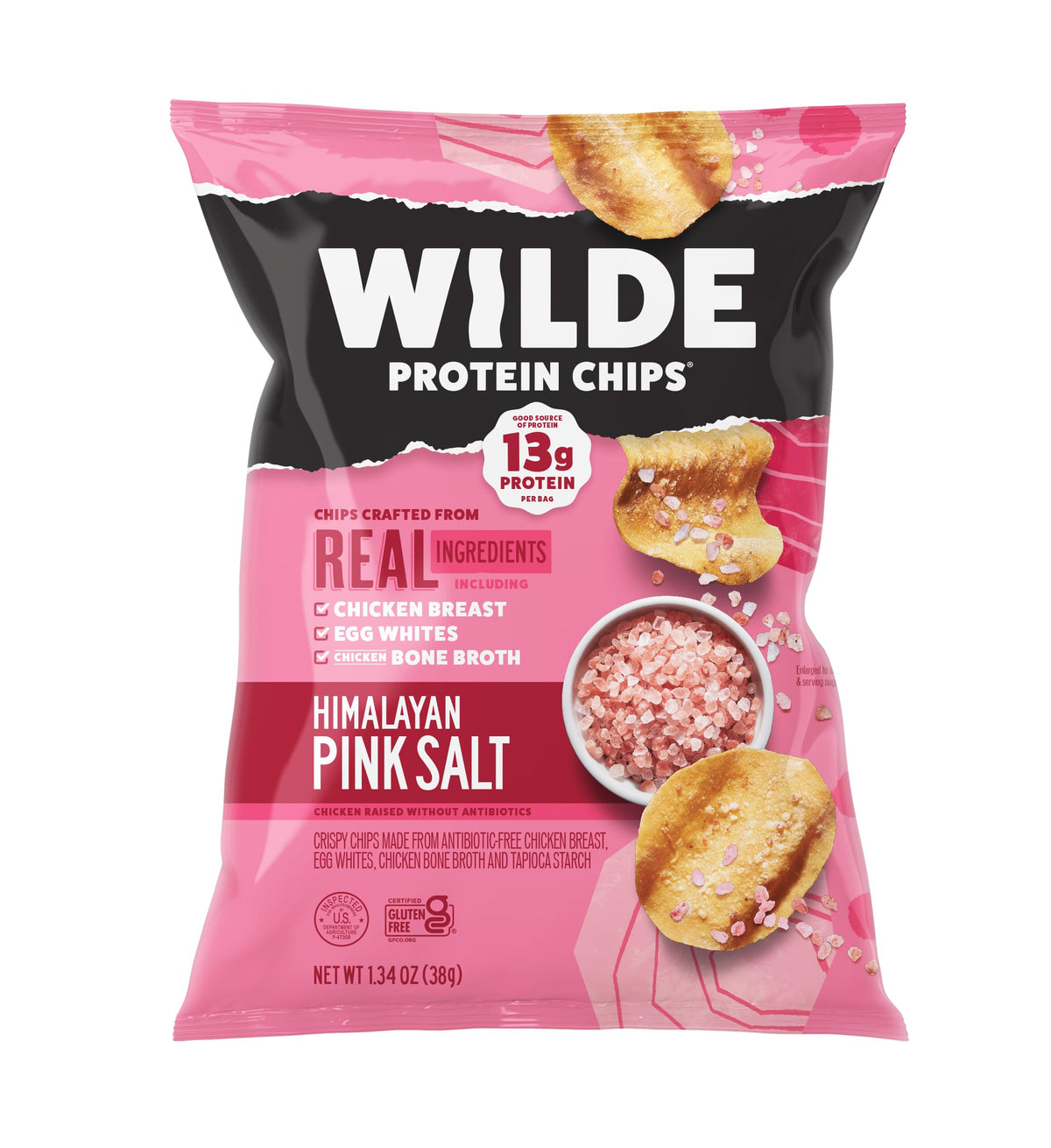 WILDE Himalayan Pink Salt Protein Chips – 10g Protein, Low Carb, Keto Friendly, 8-Pack