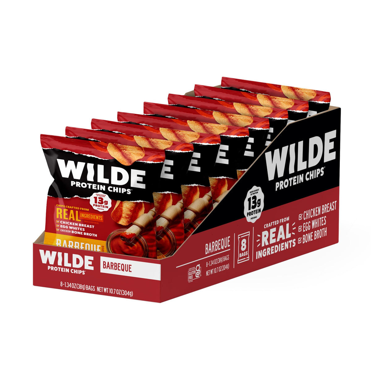 WILDE Protein Chips Barbeque – Keto, Low-Carb Crispy Chicken Chips (Pack of 8)