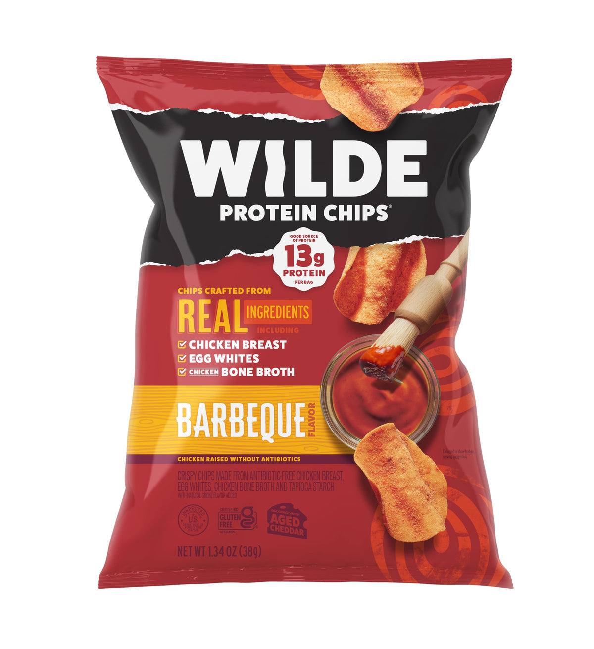 WILDE Protein Chips Barbeque – Keto, Low-Carb Crispy Chicken Chips (Pack of 8)