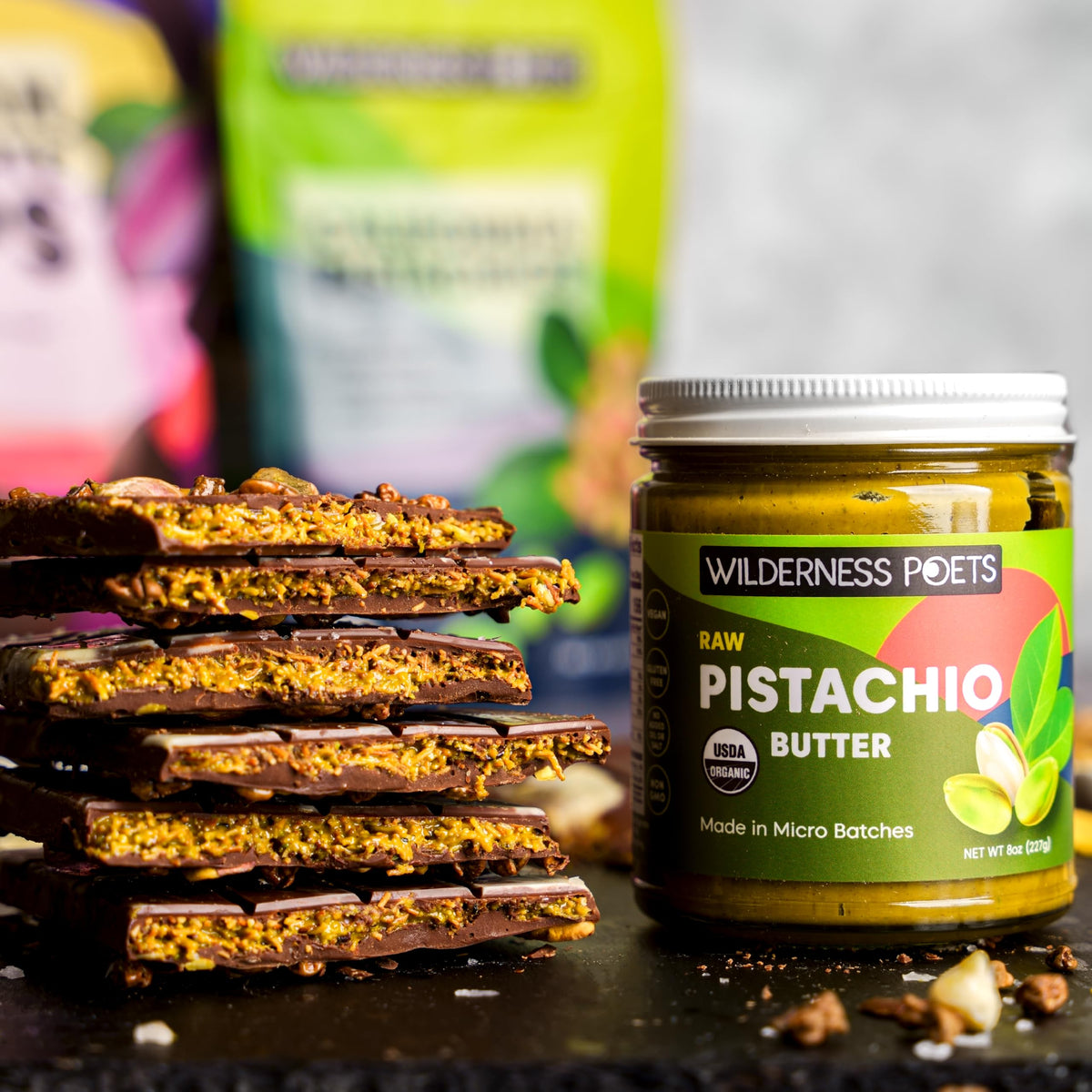 Wilderness Poets Pistachio Butter - Organic Raw 100% Pistachio, 8 oz Glass Jar