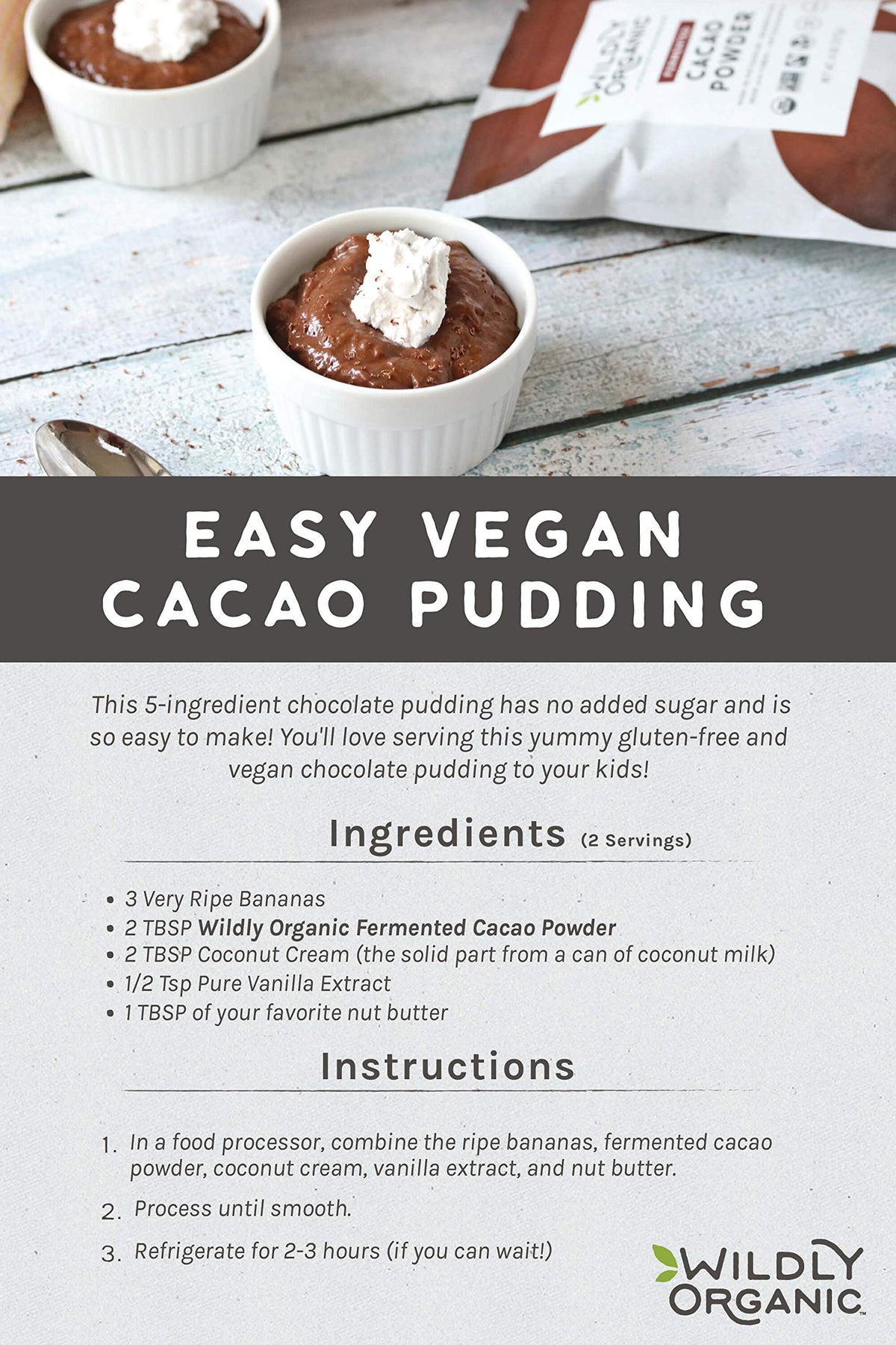 Wildly Organic Fermented Cacao Powder 16 oz – Raw, Non-Alkalized, High Antioxidants