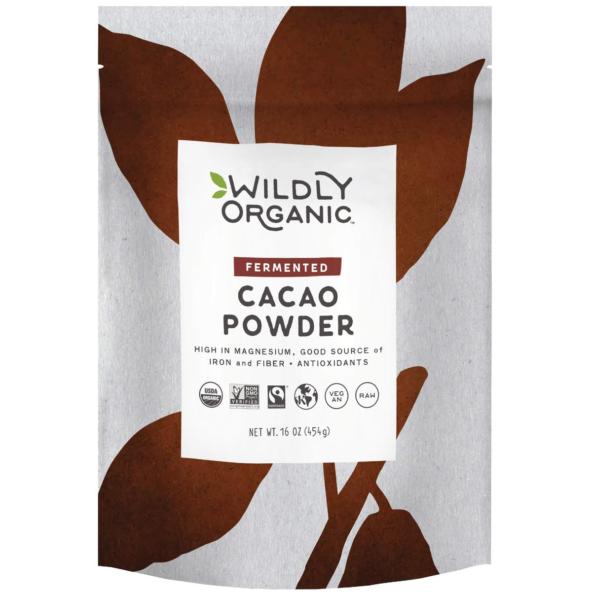 Wildly Organic Fermented Cacao Powder 16 oz – Raw, Non-Alkalized, High Antioxidants