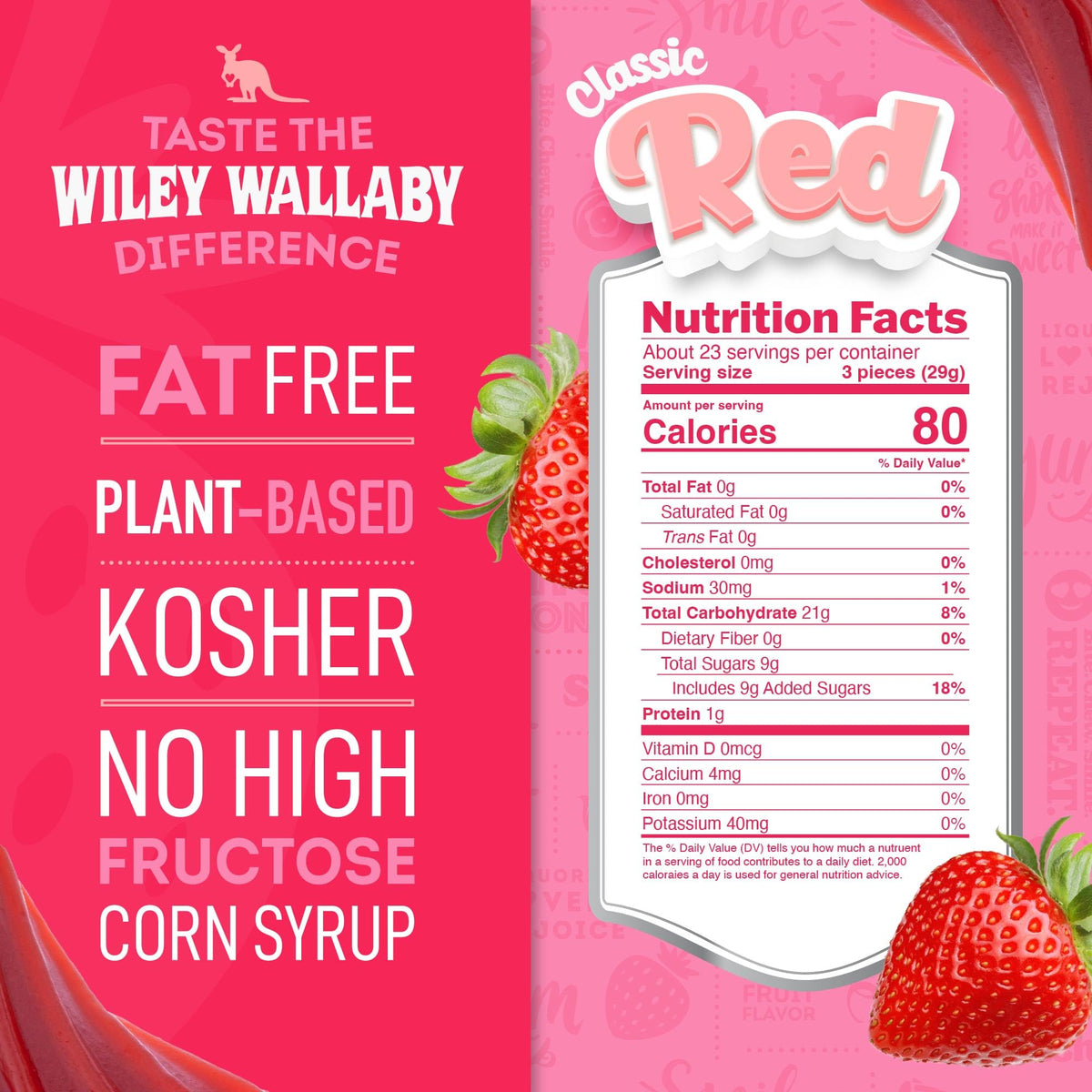 Wiley Wallaby Licorice 24 oz – Classic Strawberry Australian Red Licorice Twists, 2 Pack | Soft & Chewy Gourmet Candy