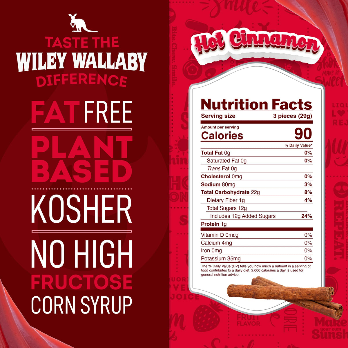 Wiley Wallaby Cinnamon Licorice – 24 oz, 2 Pack | Soft & Chewy Australian Candy