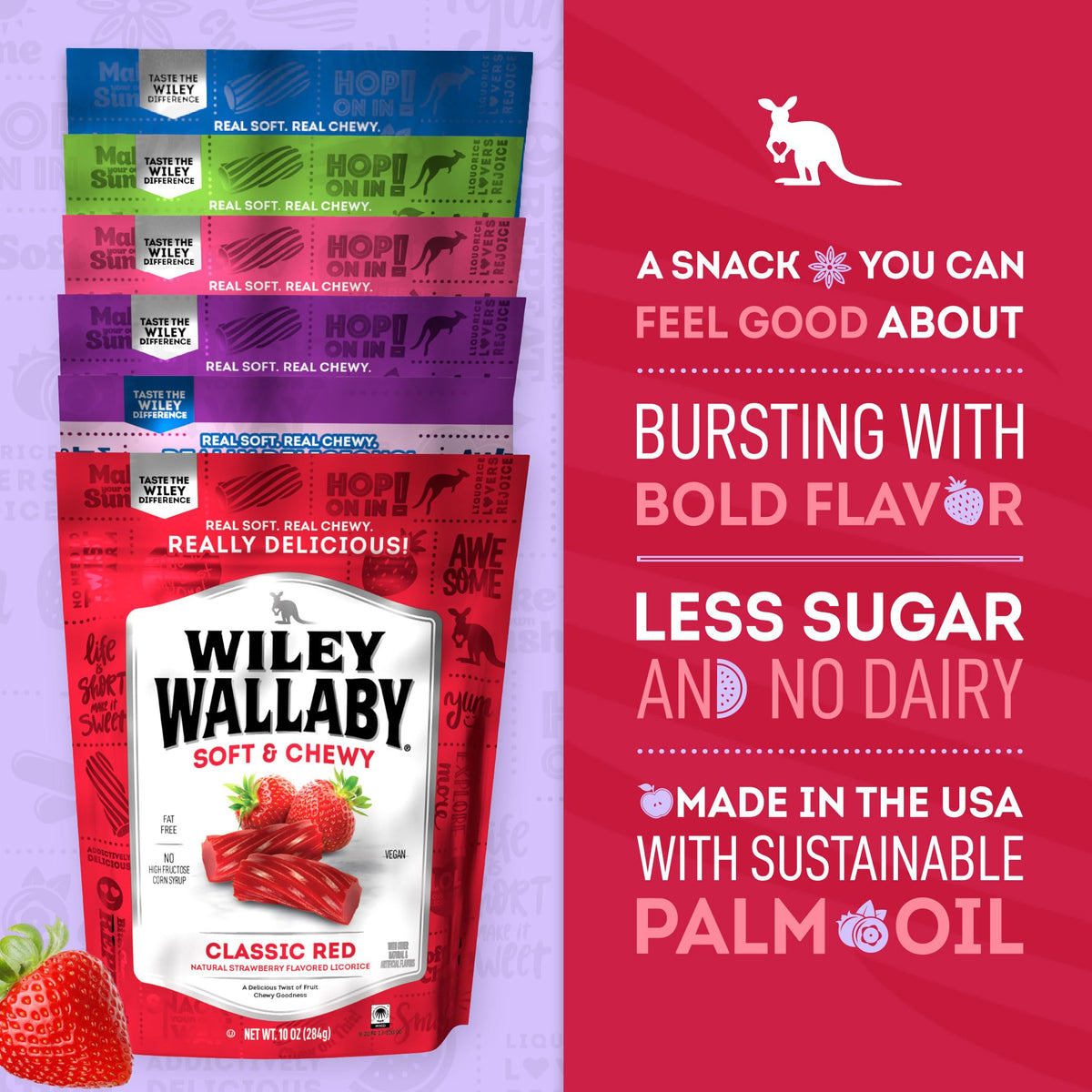 Wiley Wallaby Licorice 10 oz | Gourmet Soft & Chewy Australian Vegan Candy – 6 Pack
