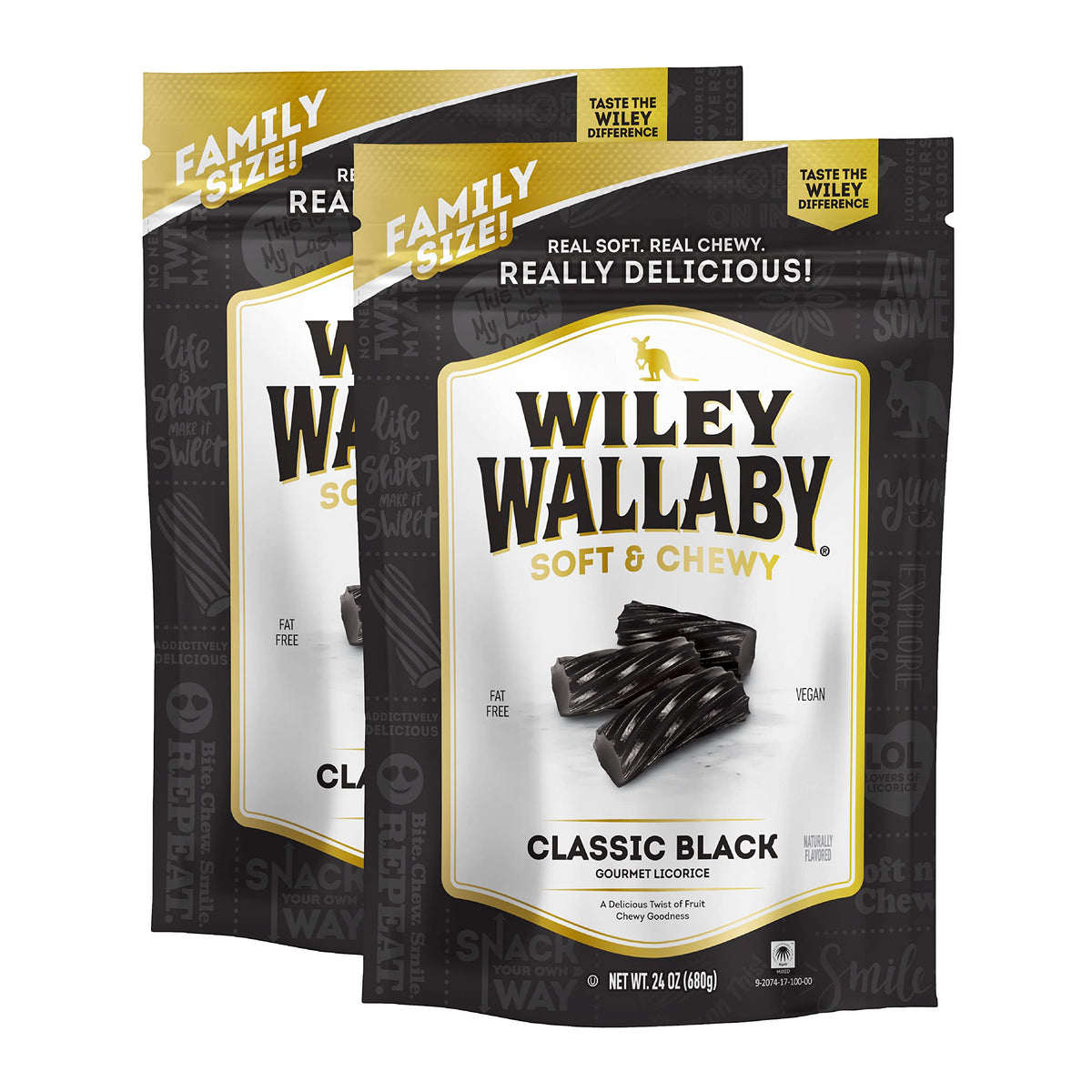 Wiley Wallaby Licorice 24oz – Classic Gourmet Soft Australian Black Licorice Twists, 2 Pack