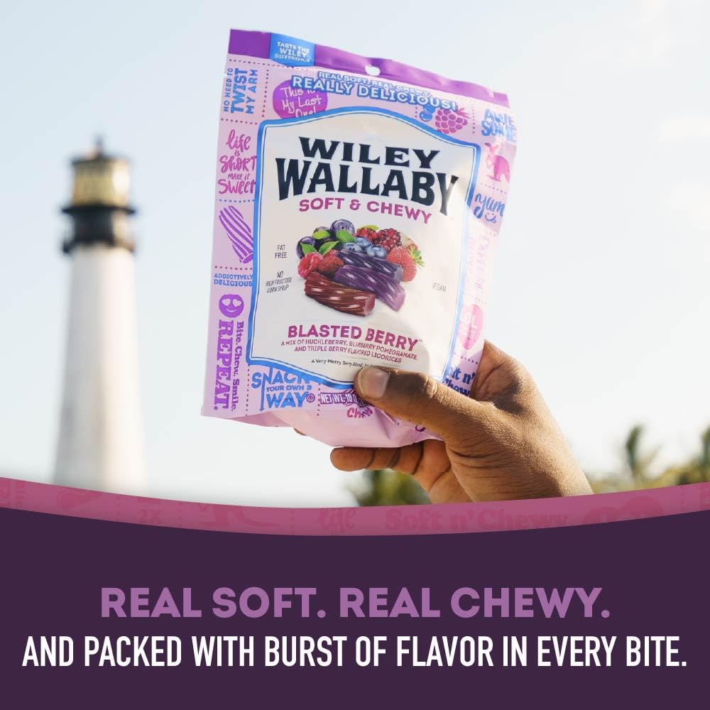 Wiley Wallaby Blasted Berry Licorice — 10 oz Soft & Chewy Australian Candy (3-Pack)