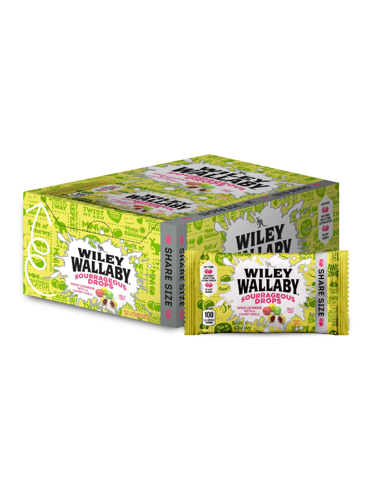 Wiley Wallaby Licorice Candy Bites 3.0 oz – Sourrageous Drops in Mini Bags, 18-Count