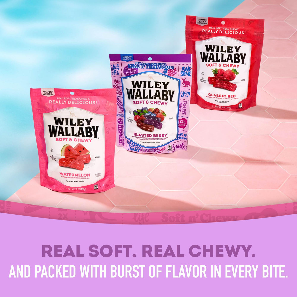 Wiley Wallaby Licorice 10oz – Classic Red, Watermelon & Blasted Berry (3 Pack)