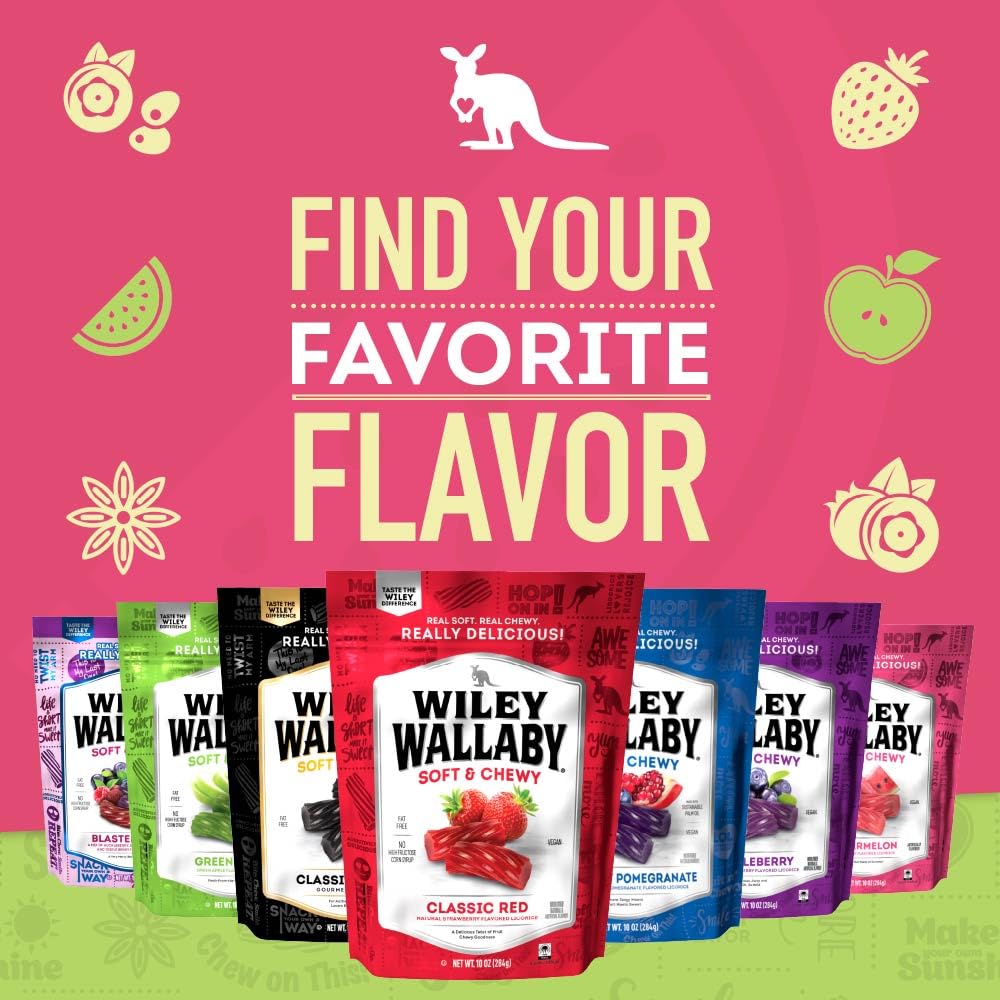 Wiley Wallaby Watermelon Licorice 24oz – 2 Pack, Soft & Chewy Australian Candy