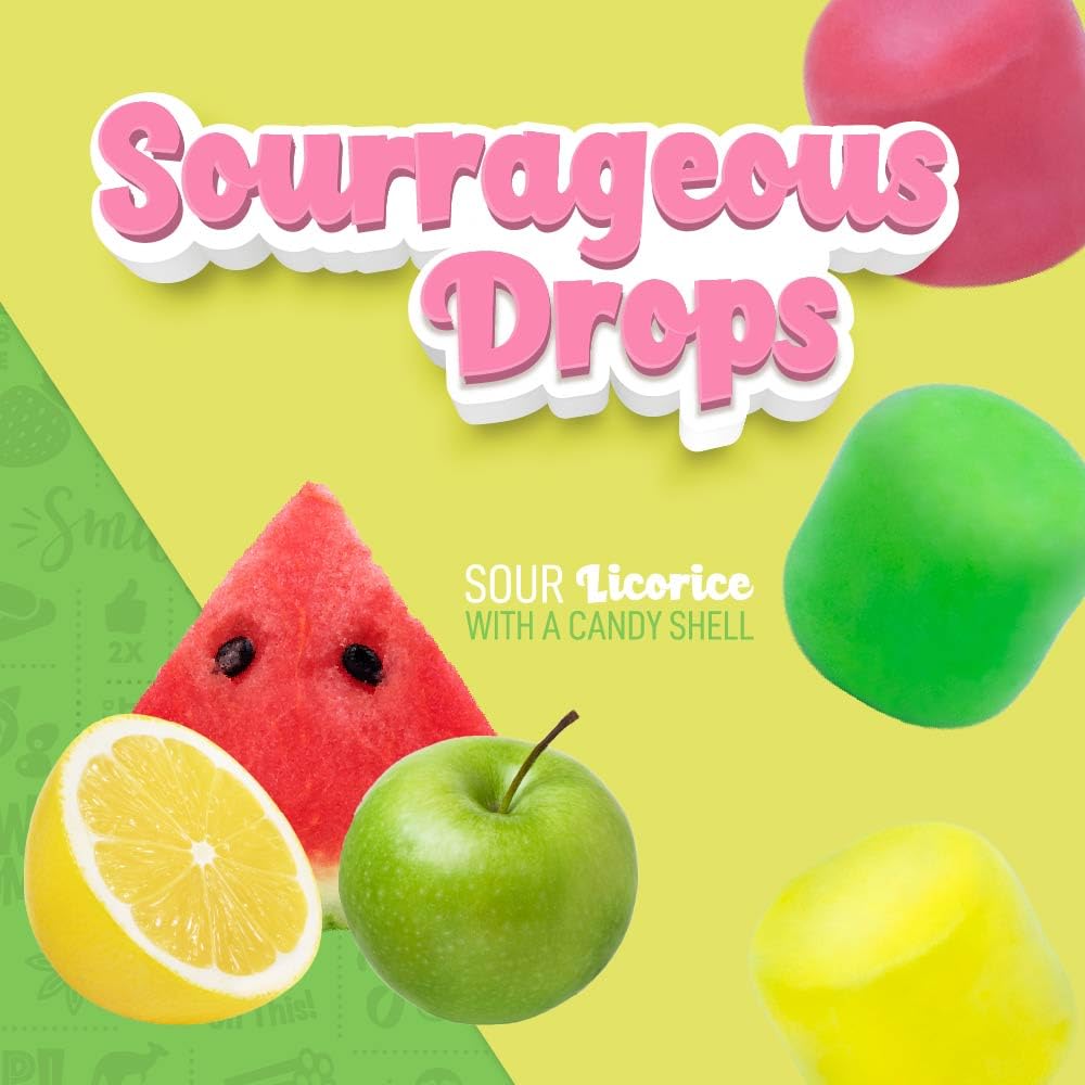 Wiley Wallaby Licorice Candy Bites 3.0 oz – Sourrageous Drops in Mini Bags, 18-Count