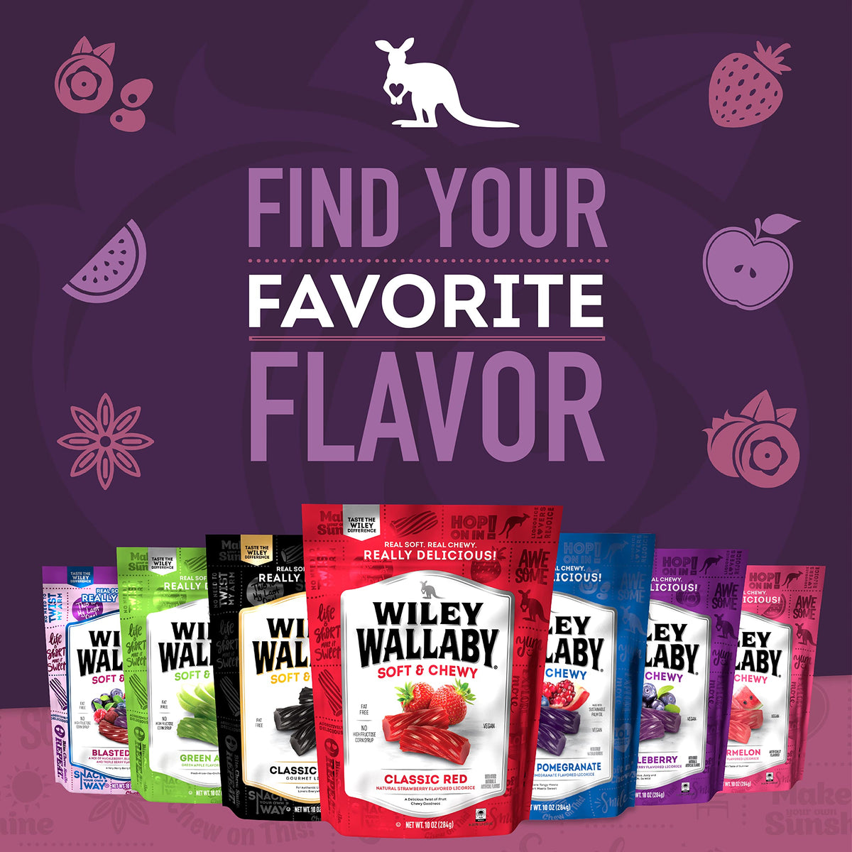 Wiley Wallaby Blasted Berry Licorice — 10 oz Soft & Chewy Australian Candy (3-Pack)