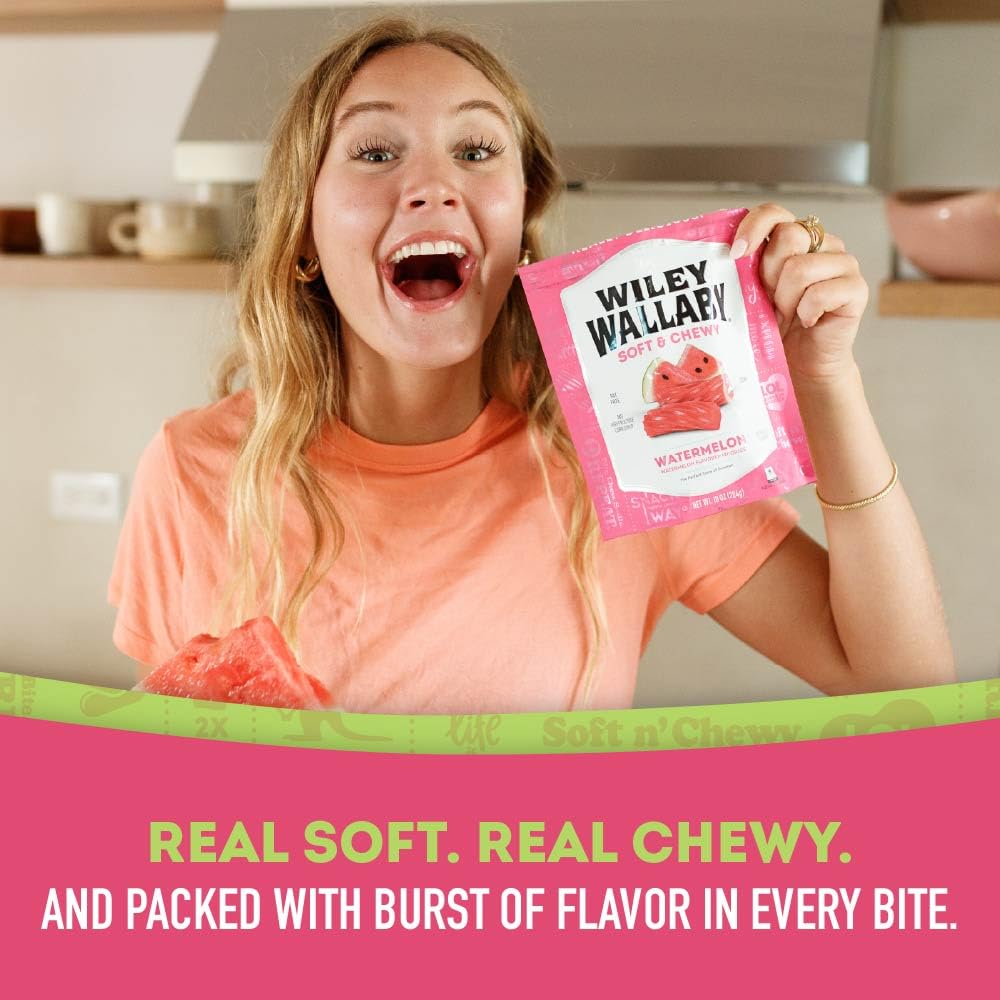 Wiley Wallaby Watermelon Licorice 24oz – 2 Pack, Soft & Chewy Australian Candy