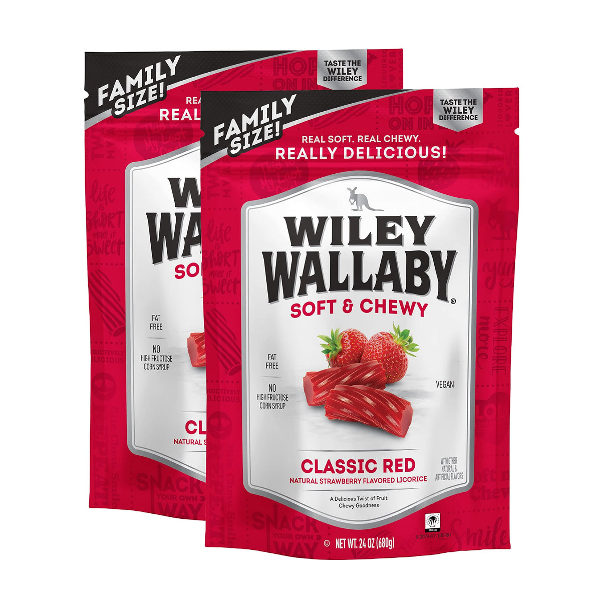 Wiley Wallaby Licorice 24 oz – Classic Strawberry Australian Red Licorice Twists, 2 Pack | Soft & Chewy Gourmet Candy