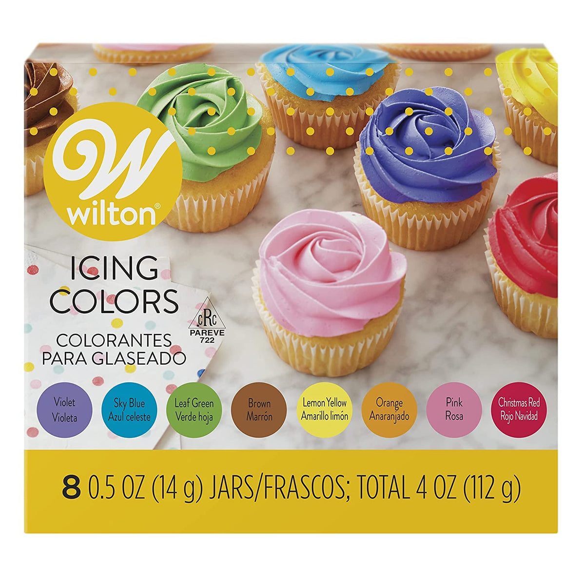 Wilton 8-Icing Colors Set – Concentrated Gel Food Colors in 1/2 oz Jars