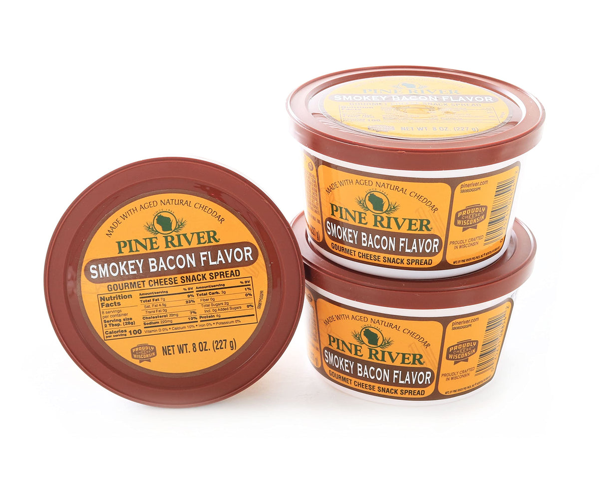 Wisconsin Cheese Mart Pine River Smokey Bacon Pub Cheese Spread — 3-Pack, 8 oz Tubes, Shelf-Stable
