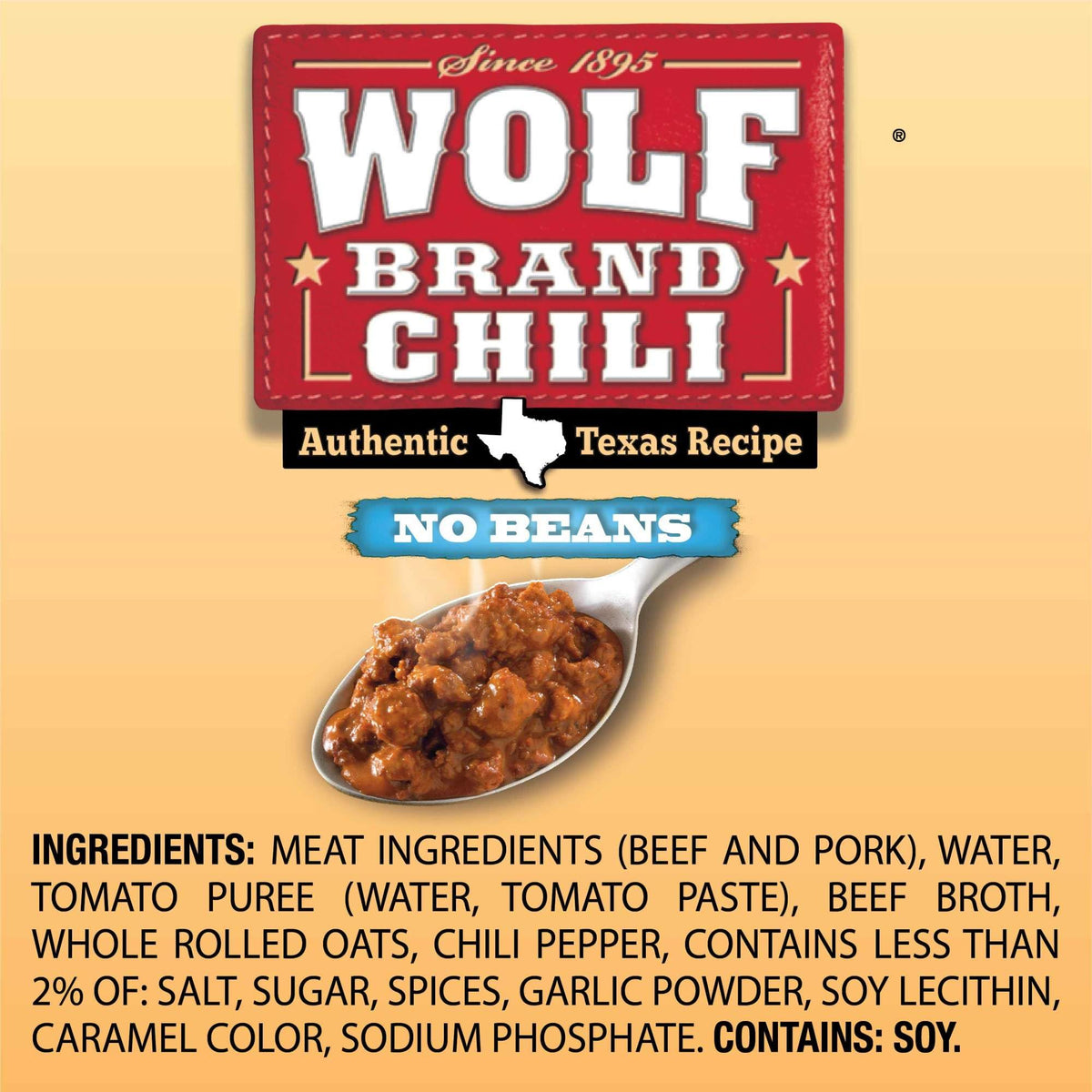 Wolf Brand Chili No Beans — Pack of 4 Cans | Bean-Free, Hearty Chili