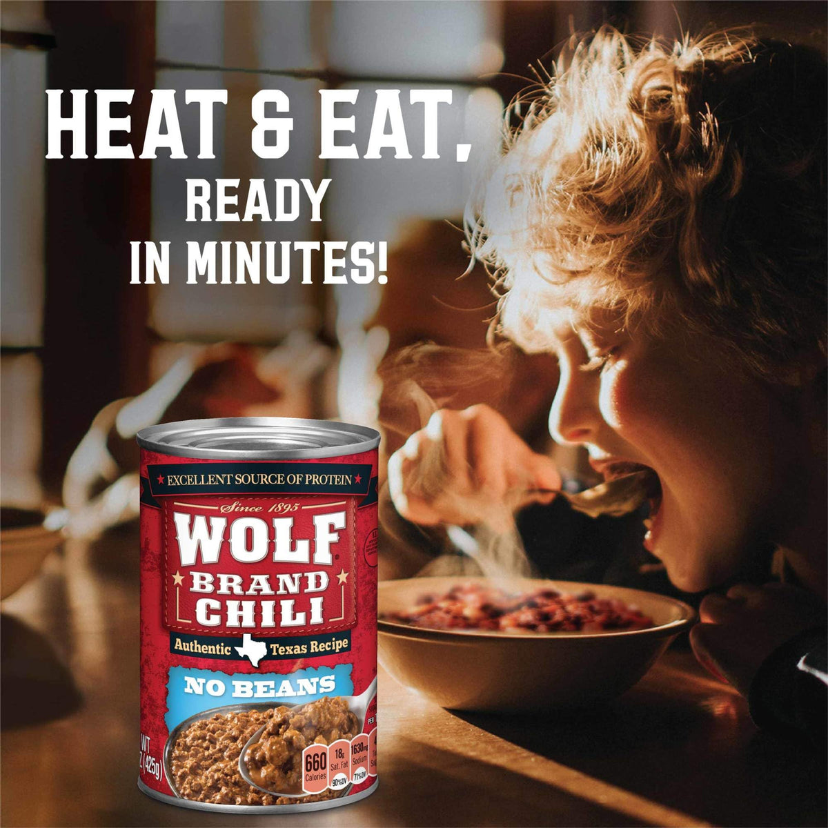 Wolf Brand Chili No Beans — Pack of 4 Cans | Bean-Free, Hearty Chili