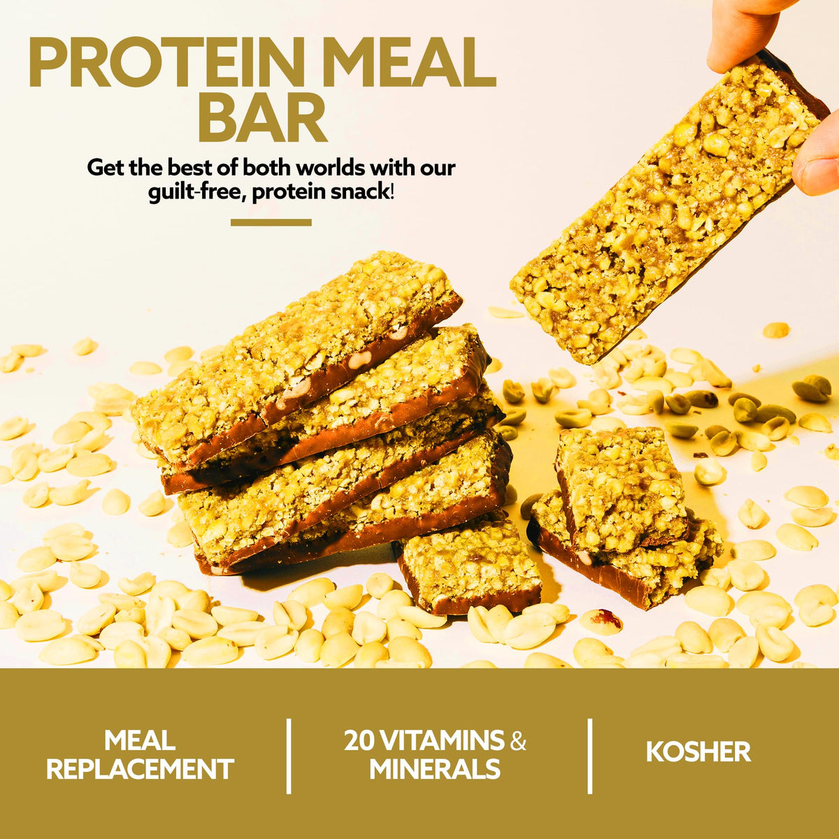 WonderSlim Meal Replacement Bar – Peanut, 15g Protein, 20 Vitamins & Minerals, Gluten Free (7ct)