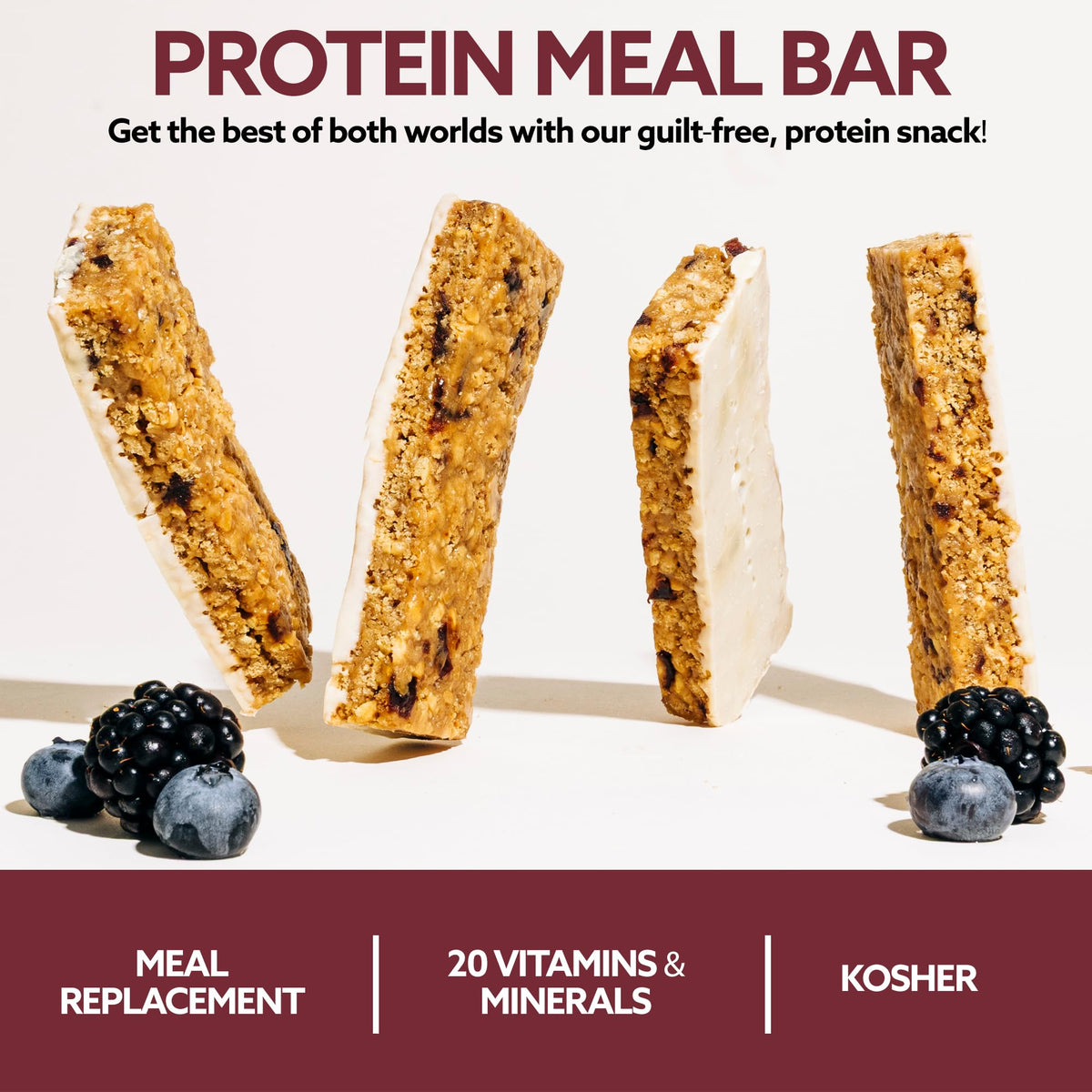 WonderSlim Double Berry Meal Replacement Bar – 15g Protein, Gluten Free, 7 Count