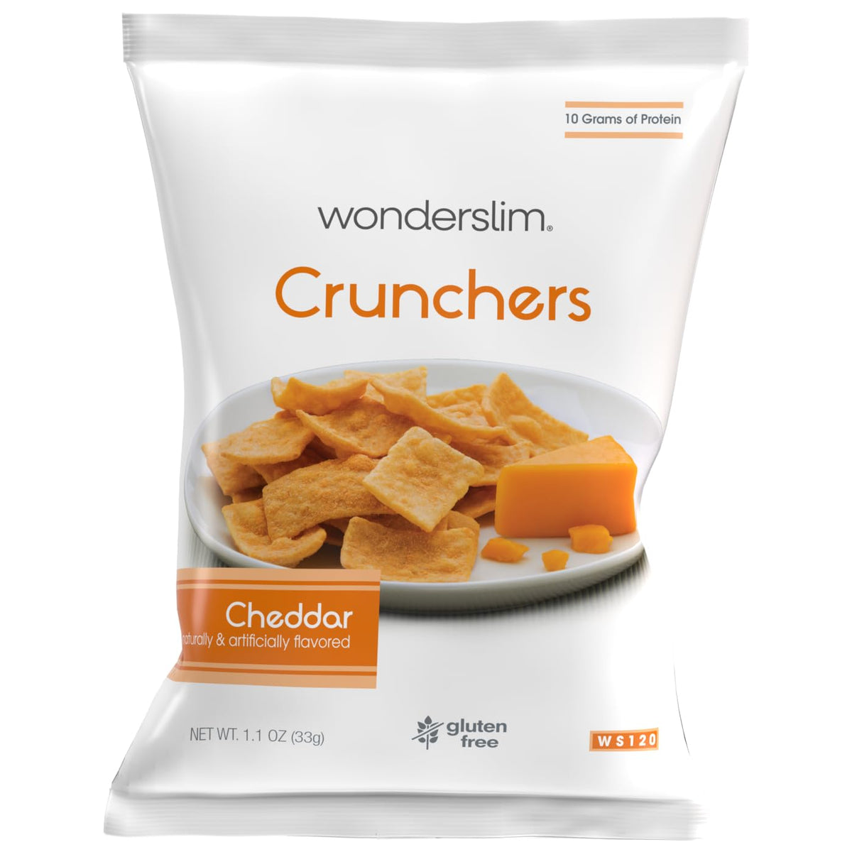 WonderSlim Protein Snack Chips Cheddar – Low Fat & Gluten Free (10-count)