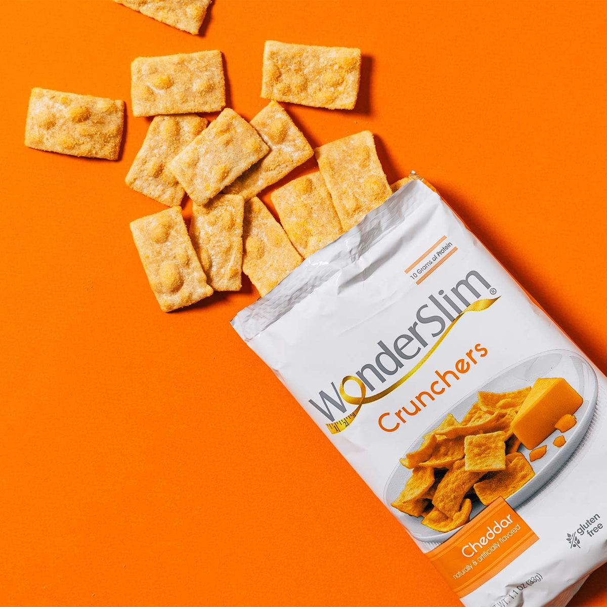 WonderSlim Protein Snack Chips Cheddar – Low Fat & Gluten Free (10-count)