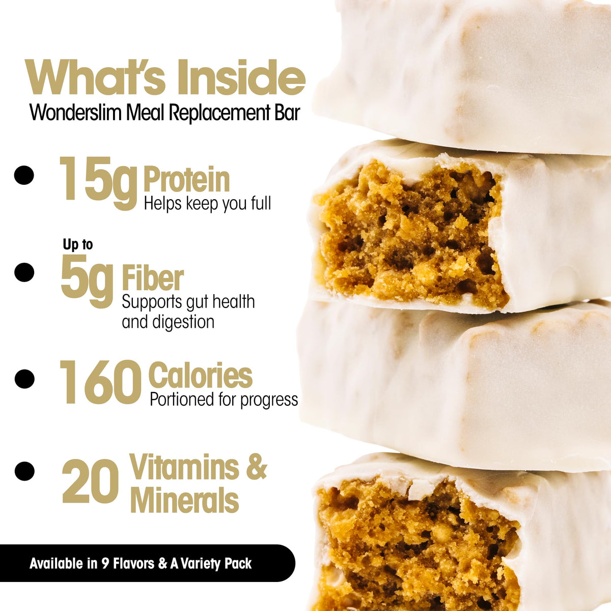WonderSlim Shortbread Bar – 15g Protein, 20 Vitamins & Minerals, Gluten Free (7ct)