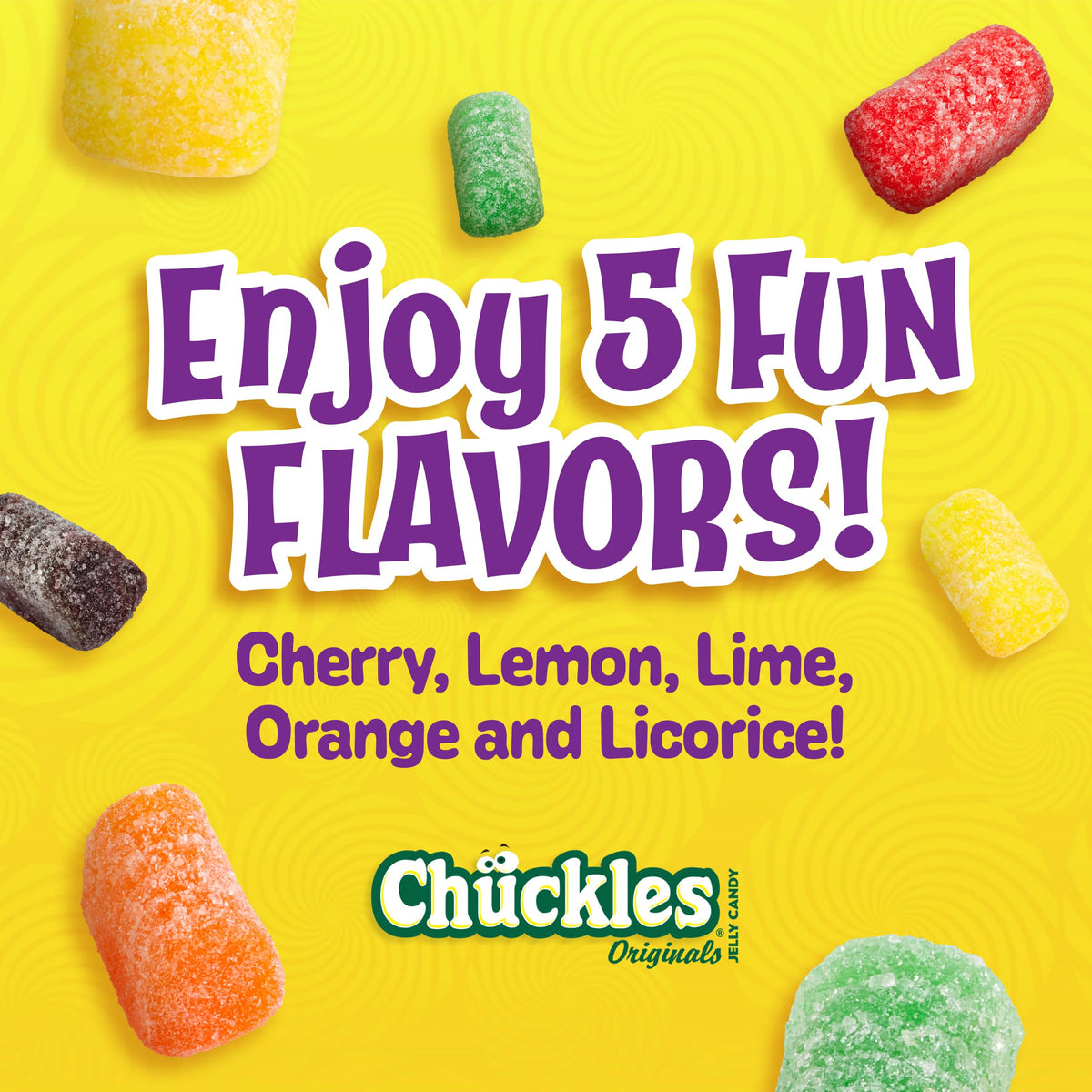 Wonka Chuckles Original Jelly Candies — Fruit-Flavored Sugar-Coated Jellies, 2 oz Bars, Pack of 24