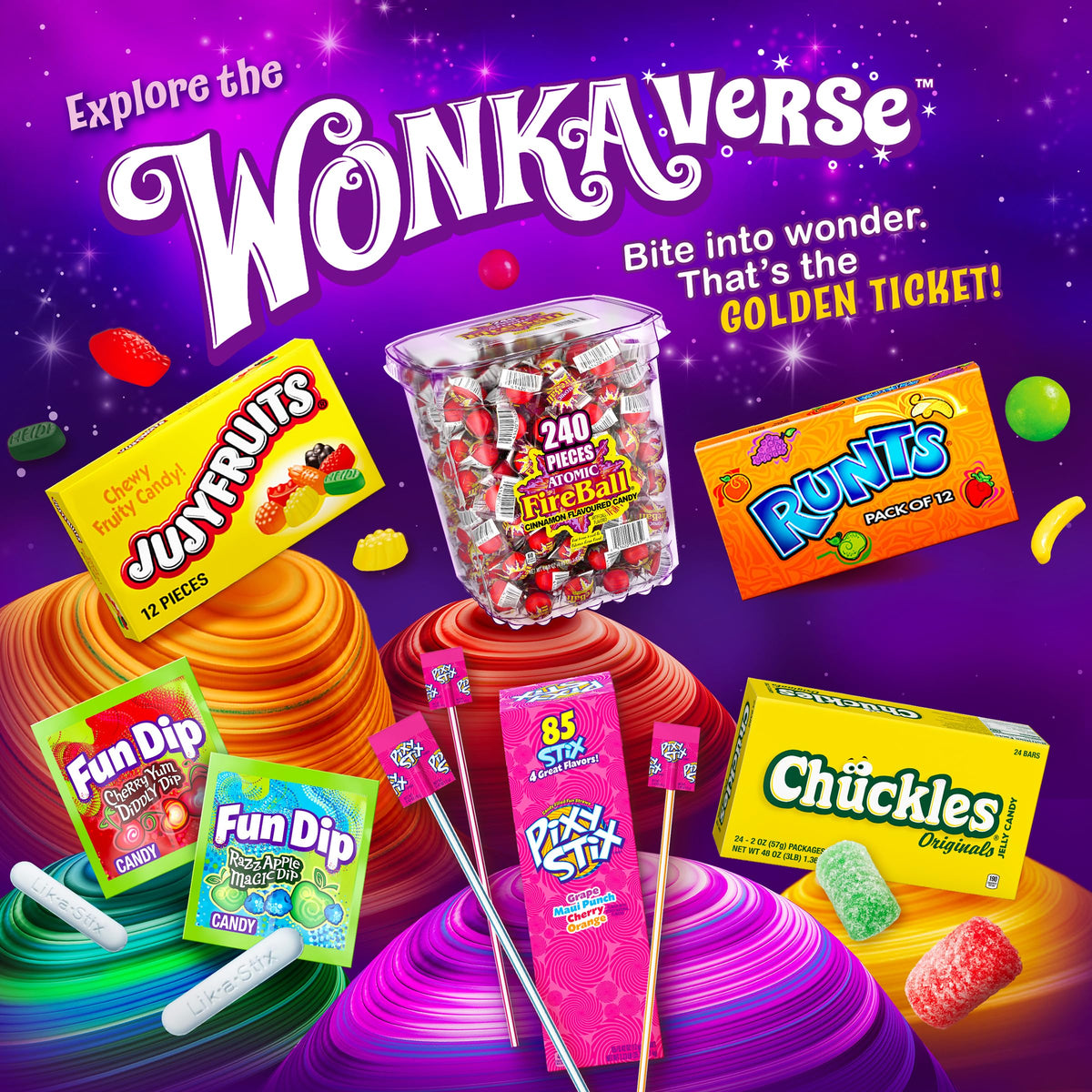 Wonka Everlasting Gobstopper – 5 oz (12 ct) Rainbow Jawbreaker Candy
