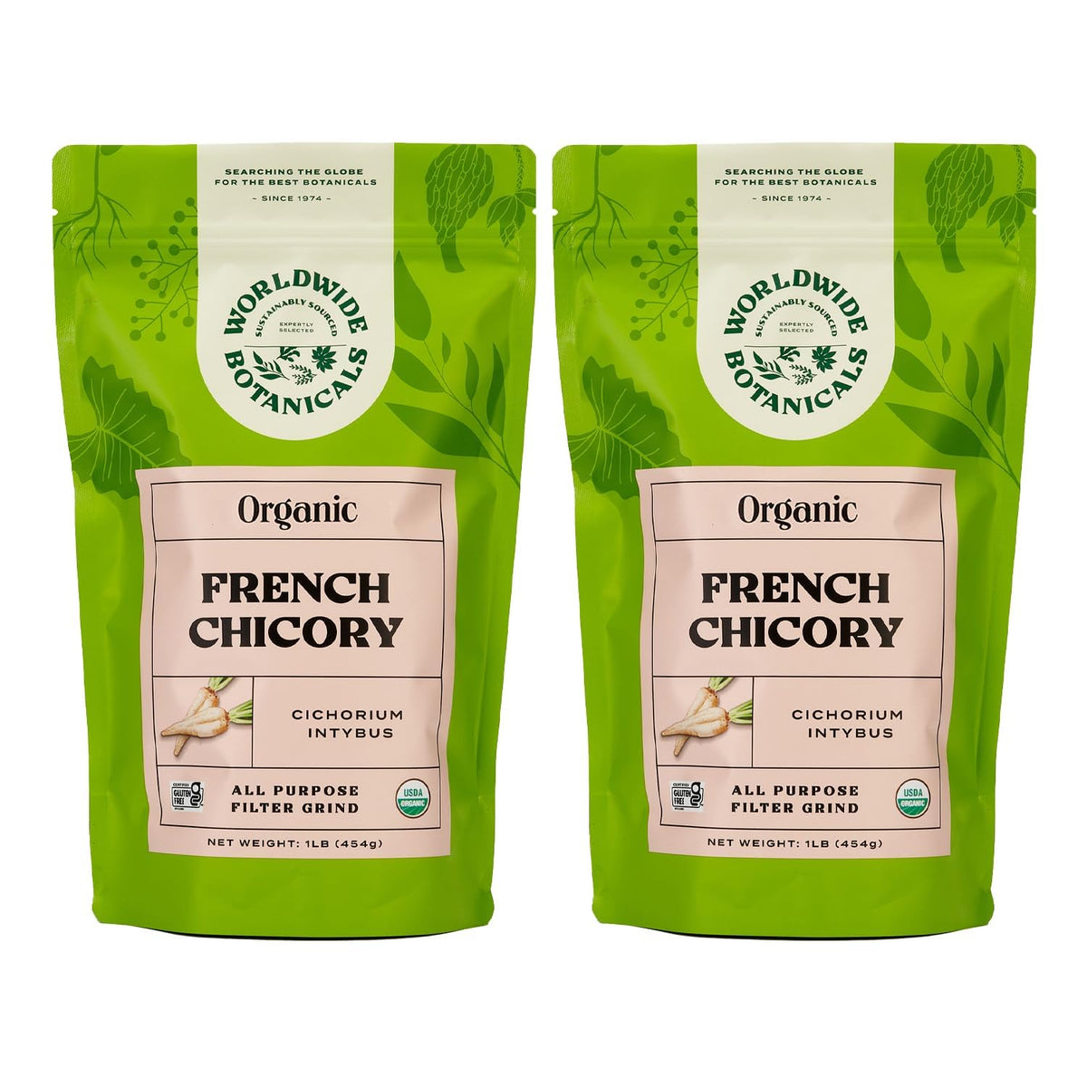 Worldwide Botanicals Organic French Chicory Root – 1 Pound (Pack of 2) | Caffeine-Free, Acid-Free, Kosher