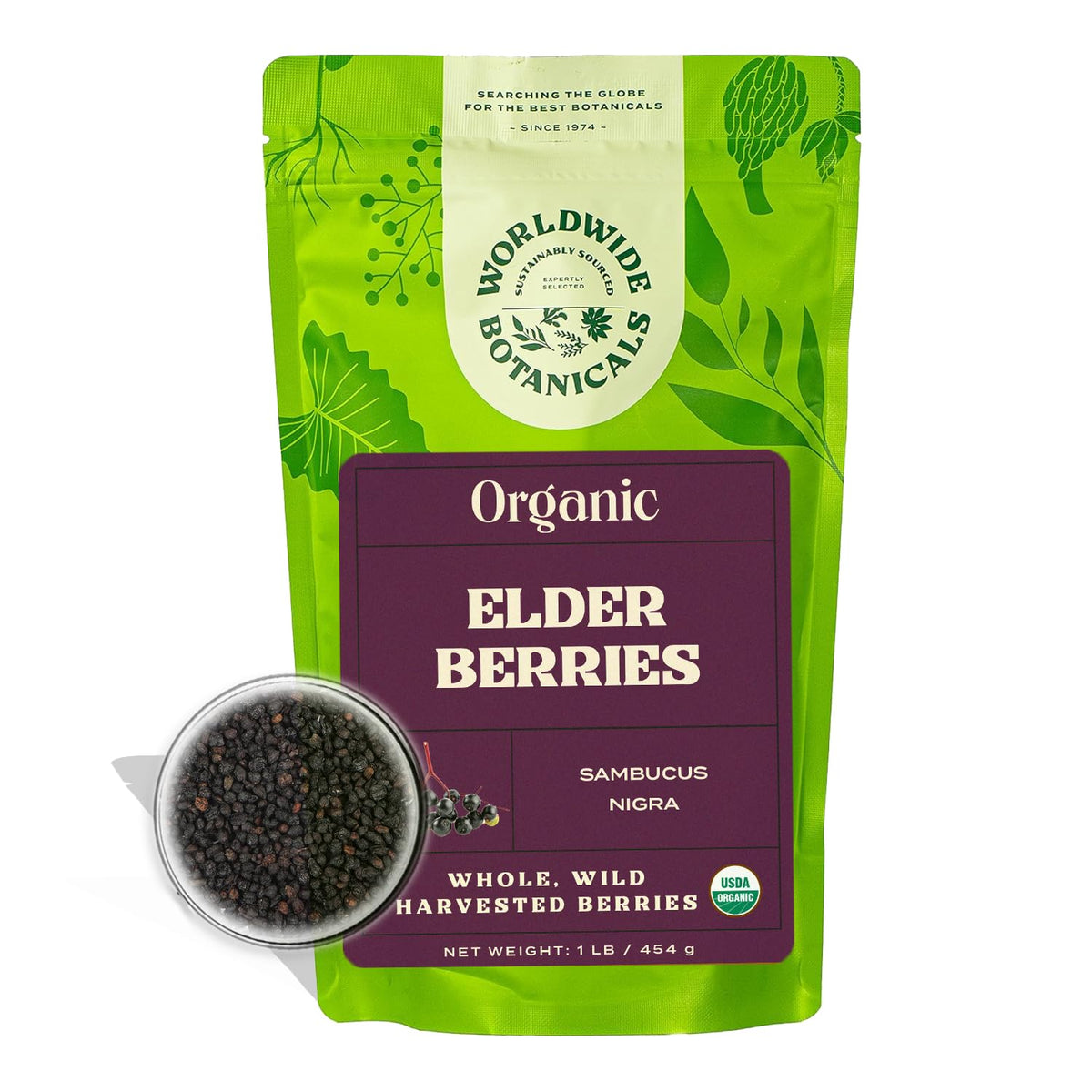 Worldwide Botanicals Organic Dried Elderberries, 1 lb – Sambucus nigra, Wild Harvested in Eastern Europe | For Syrups, Teas & Jams