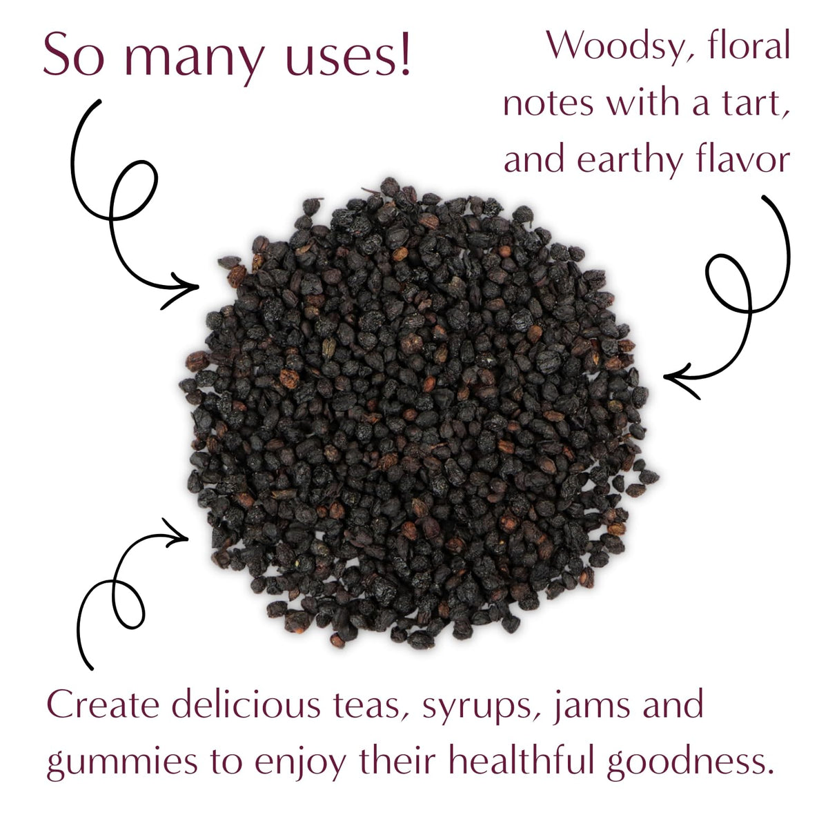 Worldwide Botanicals Organic Dried Elderberries, 1 lb – Sambucus nigra, Wild Harvested in Eastern Europe | For Syrups, Teas & Jams