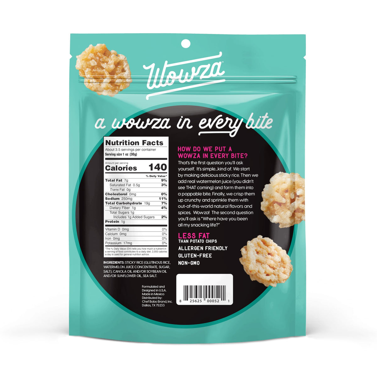 Wowza Sea Salt Rice Crisps – Gluten Free, Non-GMO Crunchy Snack, 8 Pack (3.5 oz Each)