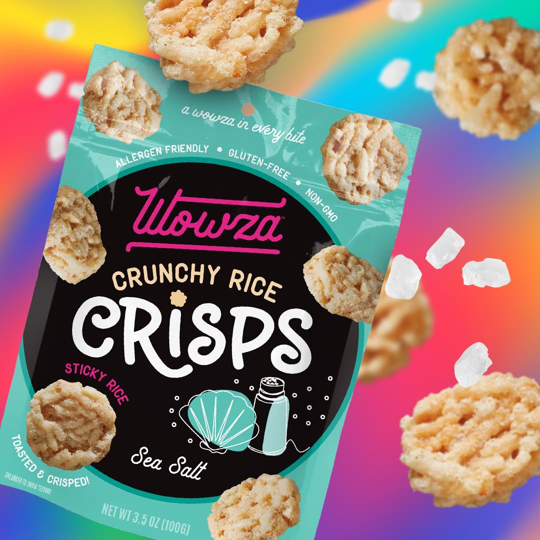 Wowza Sea Salt Rice Crisps – Gluten Free, Non-GMO Crunchy Snack, 8 Pack (3.5 oz Each)