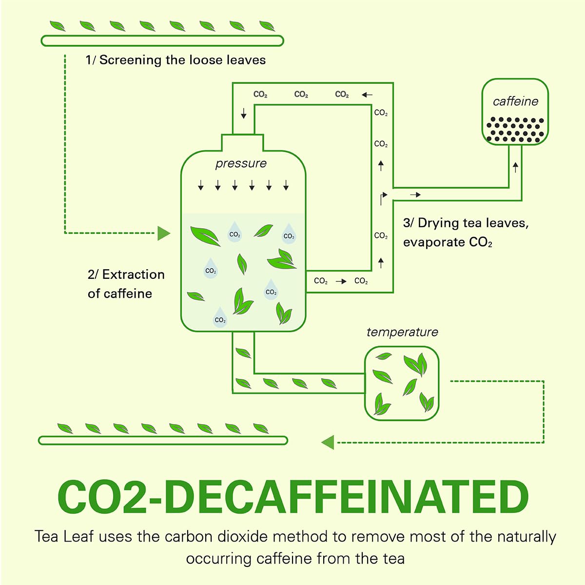 WT WEETEE Organic Decaf Green Tea Loose Leaf – CO2 Decaffeinated, 228g / 8oz, 110+ Cups