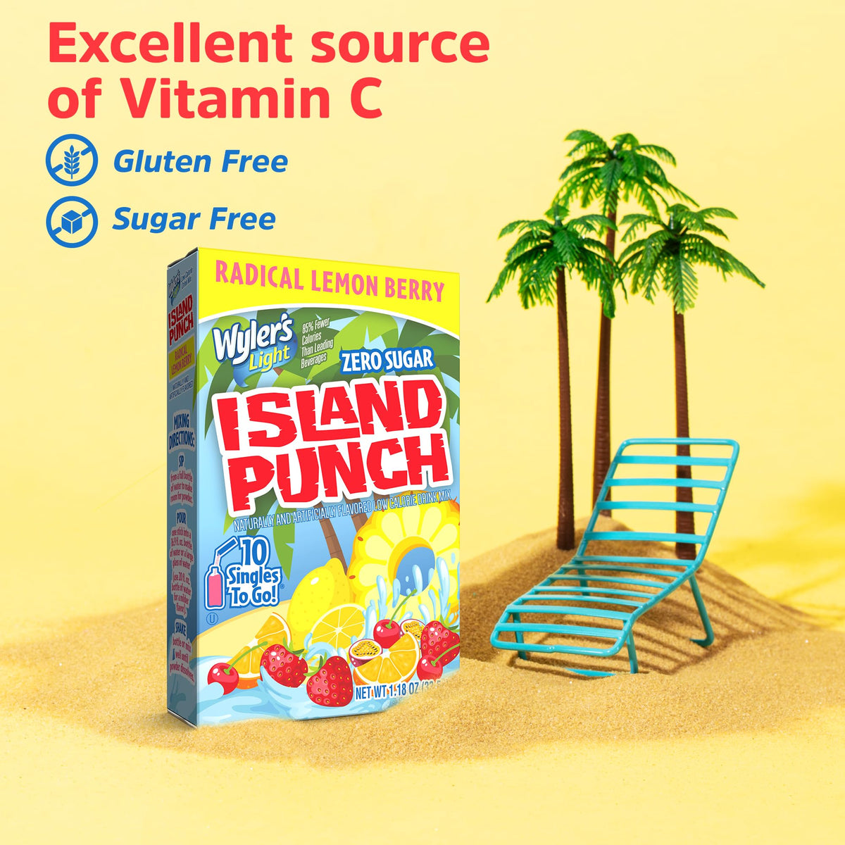 Wyler's Light Island Punch Singles To Go – Radical Lemon Berry, 10 Count