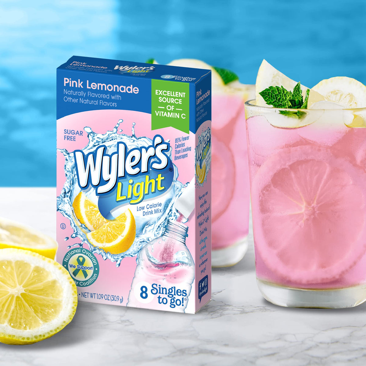 Wyler's Light Singles To Go Pink Lemonade Powder Packets – 96 Servings, Pack of 12