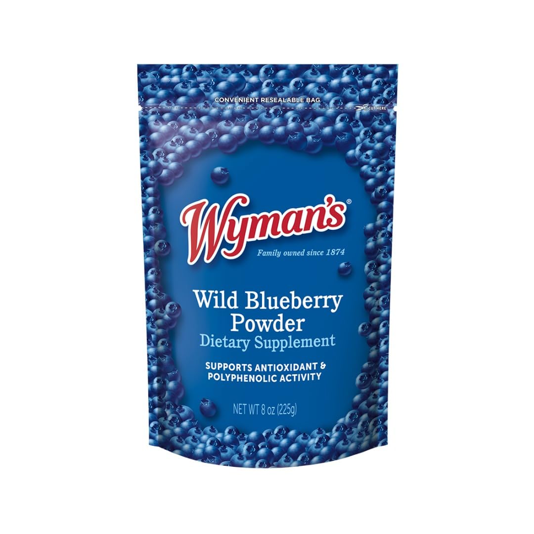 Wyman’s Wild Blueberry Powder – 100% Wild Blueberries, No Sugar Added, Antioxidant-Rich, Resealable 8oz
