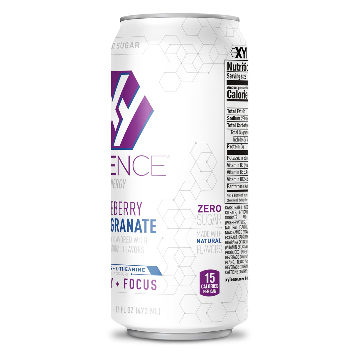 XYIENCE Blueberry Pomegranate Energy Drink – 16 oz Can (Pack of 12) | Zero Sugar, Low Calorie, Natural Flavors