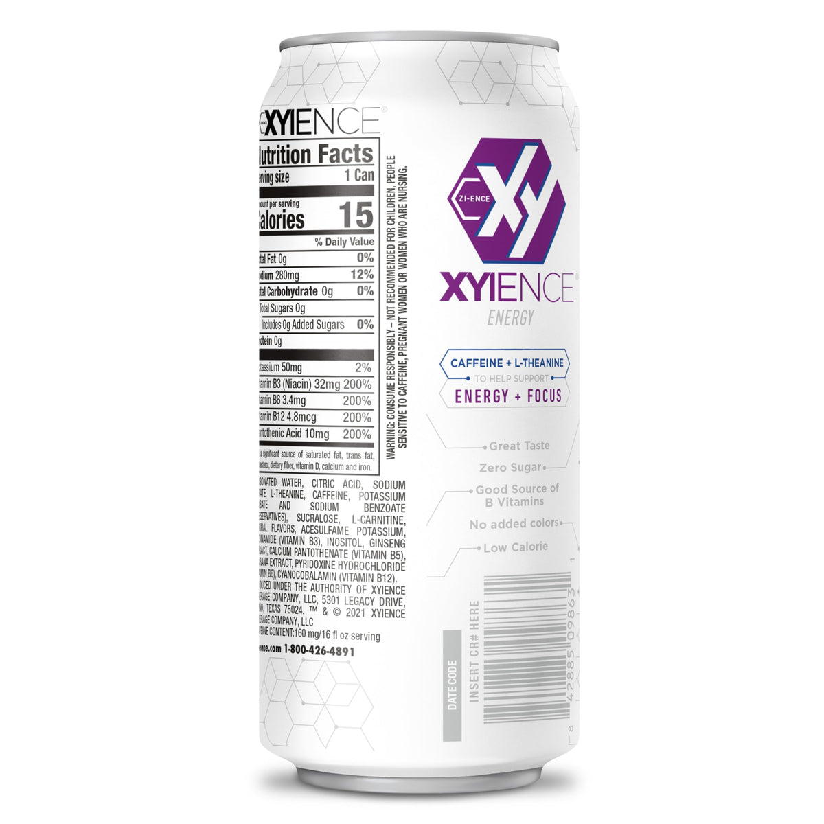 XYIENCE Blueberry Pomegranate Energy Drink – 16 oz Can (Pack of 12) | Zero Sugar, Low Calorie, Natural Flavors