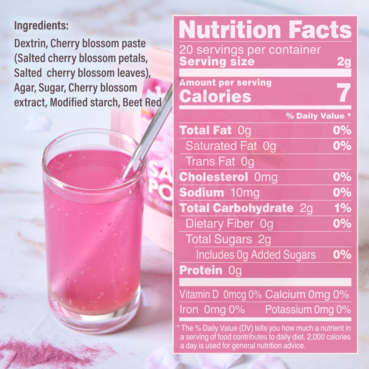 YAMASAN KYOTO UJI Sakura Cherry Blossom Powder – Allergen-Free, Non-GMO, 40g