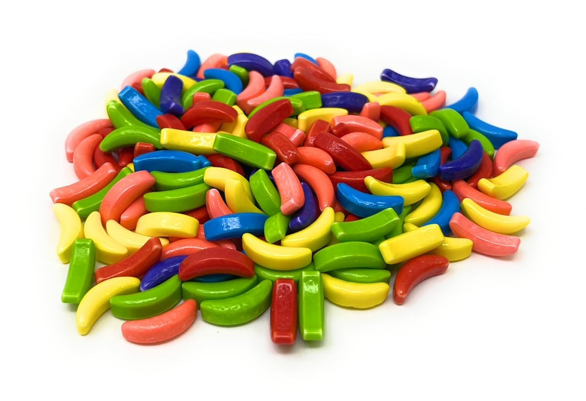 YANKEETRADERS Banana Shaped Candy – Crazy Rainbow Assortment, 3 lb Bulk