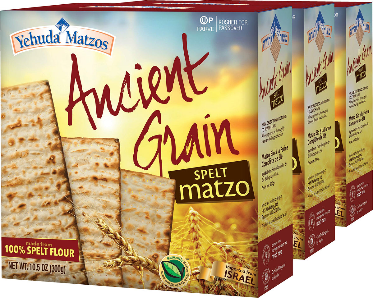 Yehuda Spelt Matzo, 3-Pack – Organic, Kosher for Passover, Product of Israel