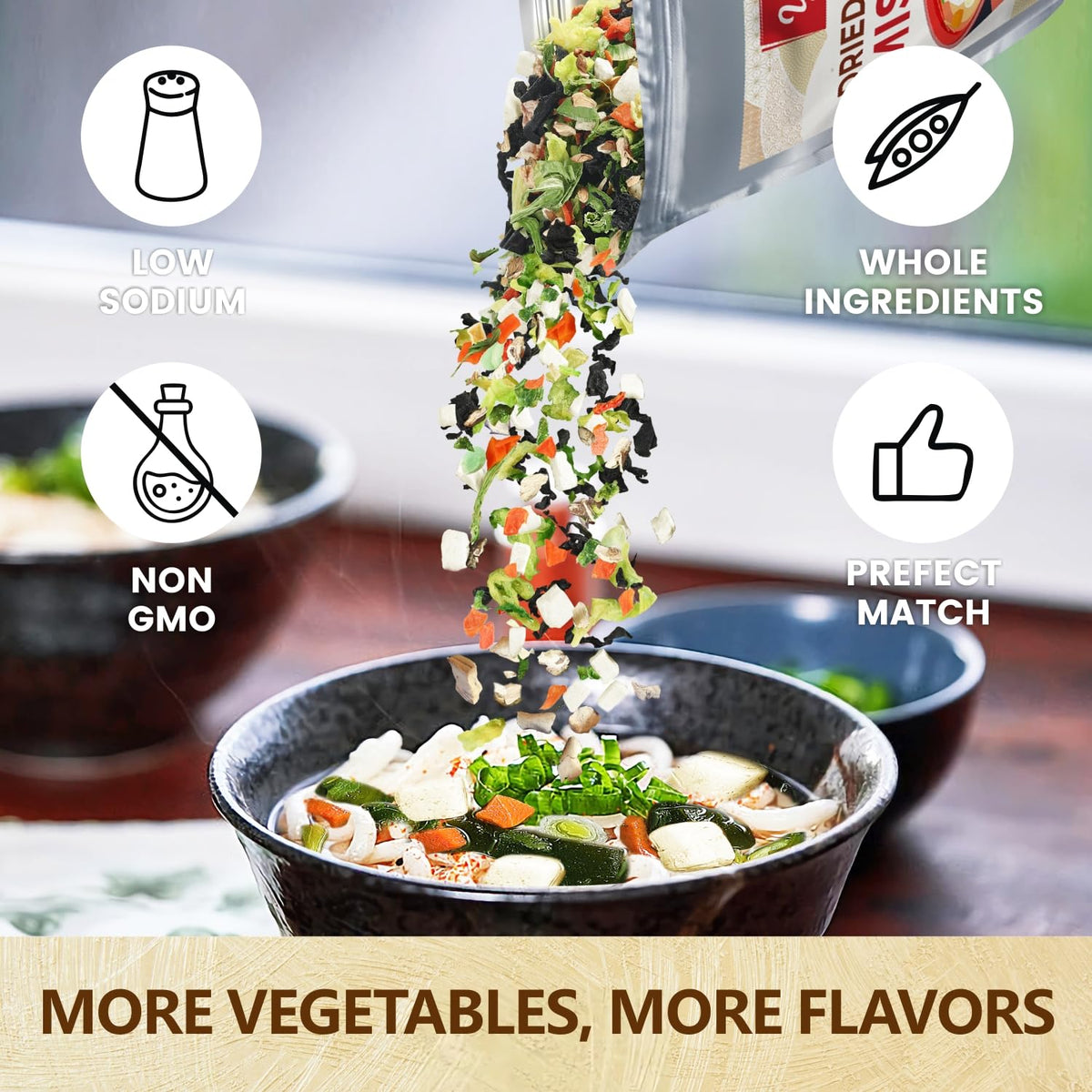 Yimi Miso Soup with Freeze-Dried Vegetables – 16 oz, Dehydrated Tofu & Wakame, Not Miso Paste