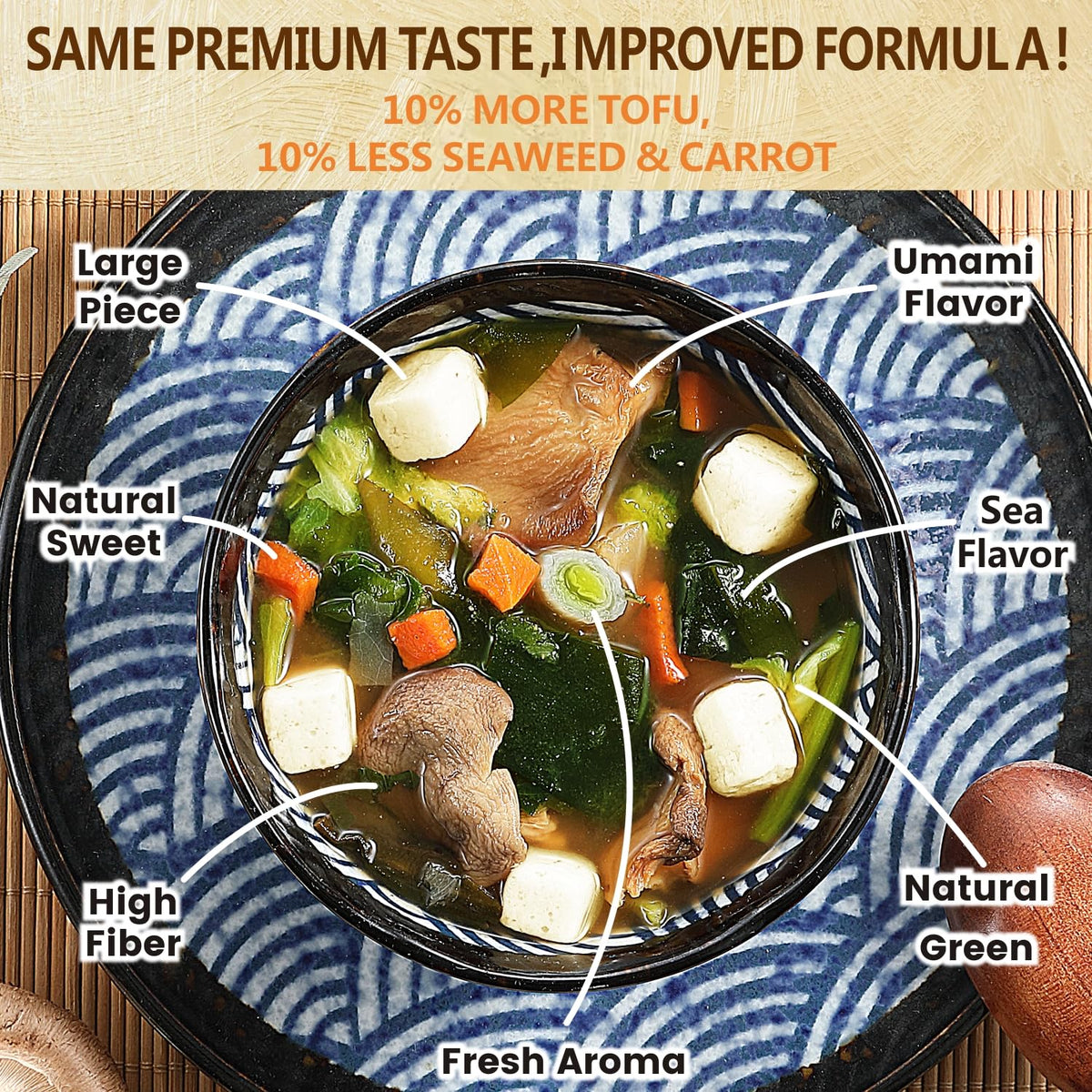 Yimi Miso Soup with Freeze-Dried Vegetables – 16 oz, Dehydrated Tofu & Wakame, Not Miso Paste