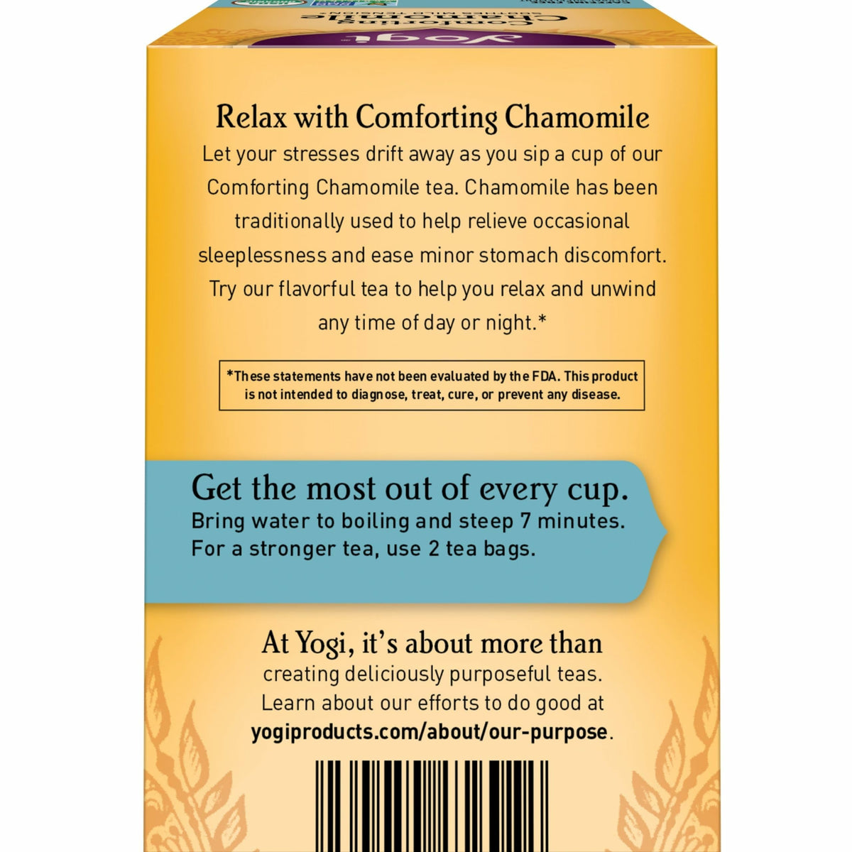 Yogi Comforting Chamomile Tea - Organic, Caffeine-Free, 96 Tea Bags (6 Packs)