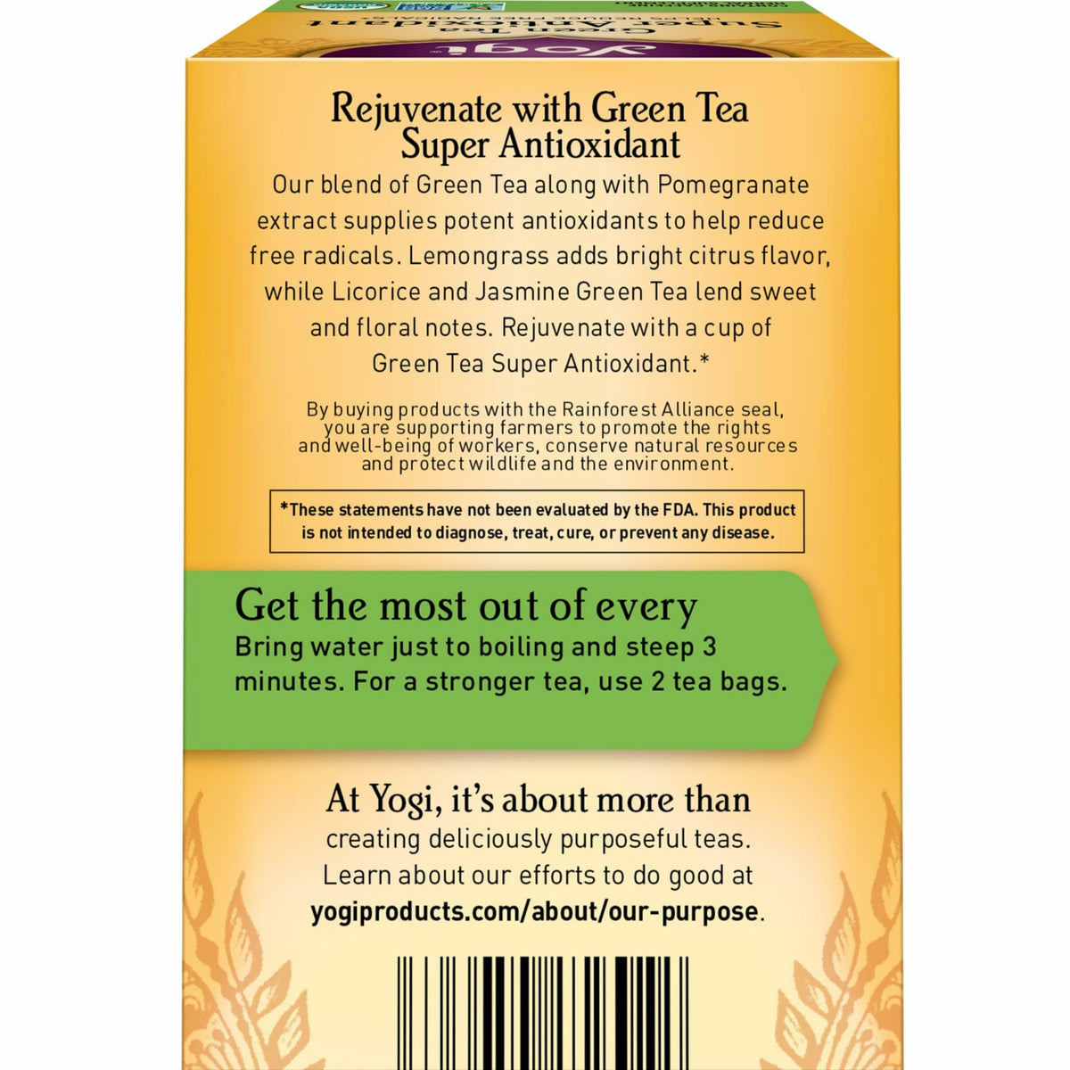 Yogi Tea: Green Tea Super Antioxidant (6 Pack) – Organic Green Tea Blend with Grapeseed & Amla | 96 Bags