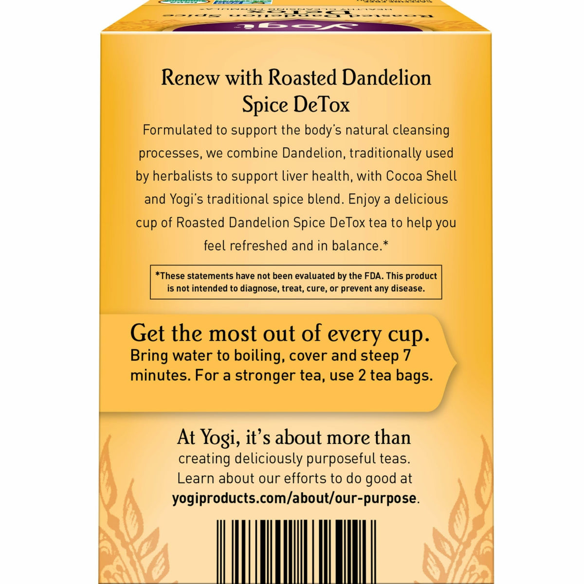 Yogi Tea Roasted Dandelion DeTox – Organic Detox Tea (6 Packs)